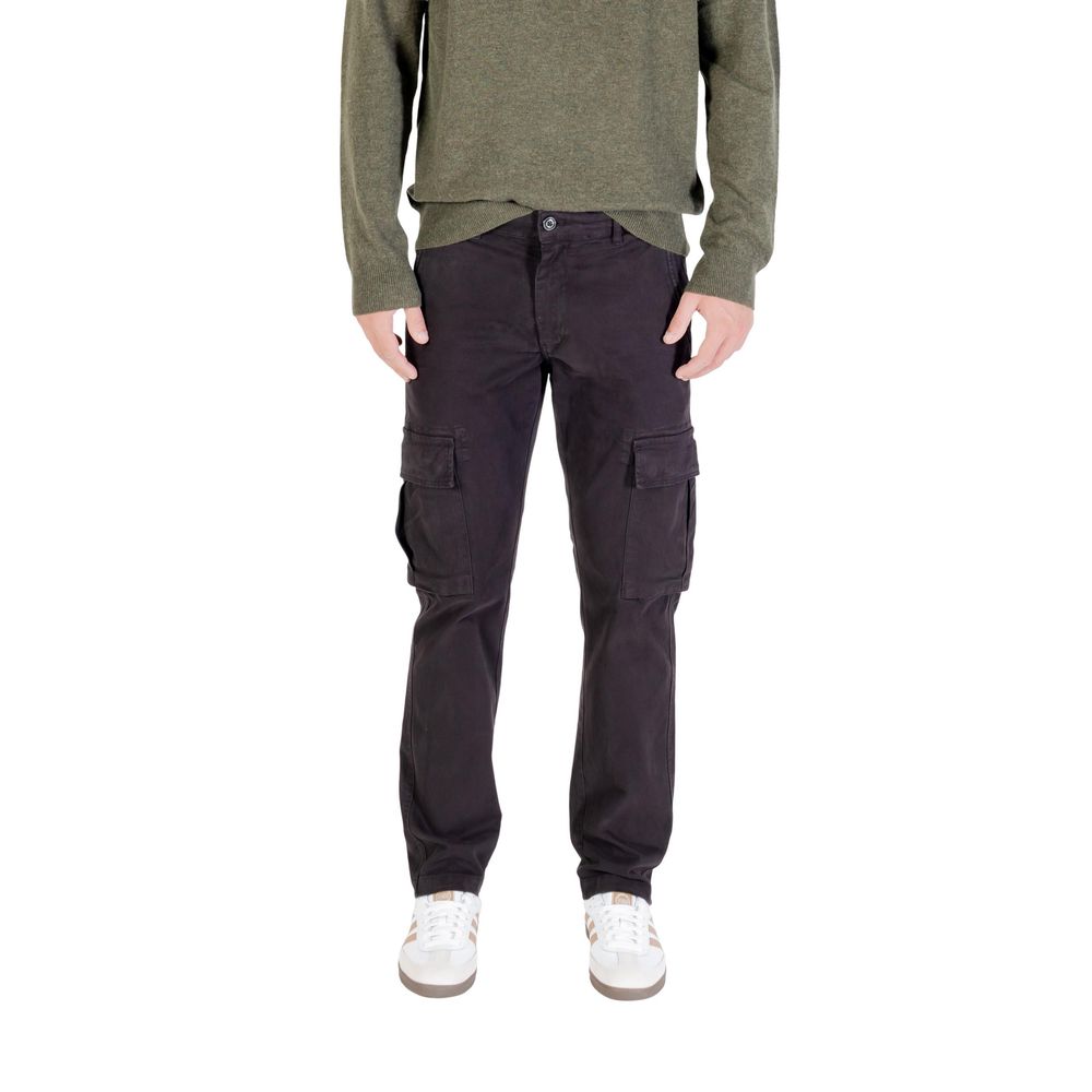 Black Cotton Cargo Pants - ventzia