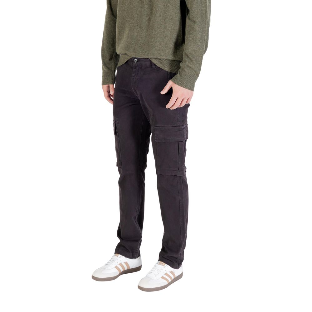 Black Cotton Cargo Pants - ventzia