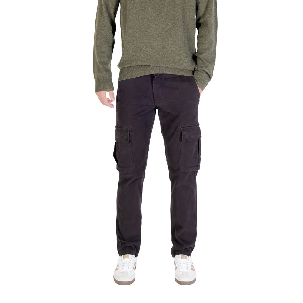 Black Cotton Cargo Pants - ventzia