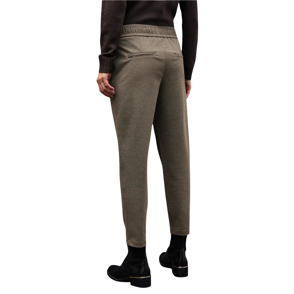 Brown Polyester Casual Pants - ventzia