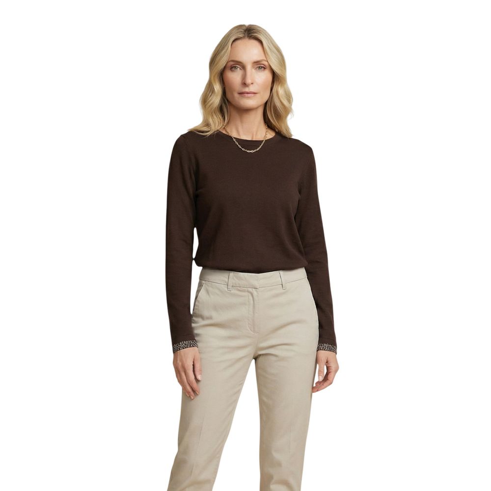 Brown Cotton Long Sleeve T-Shirt - ventzia