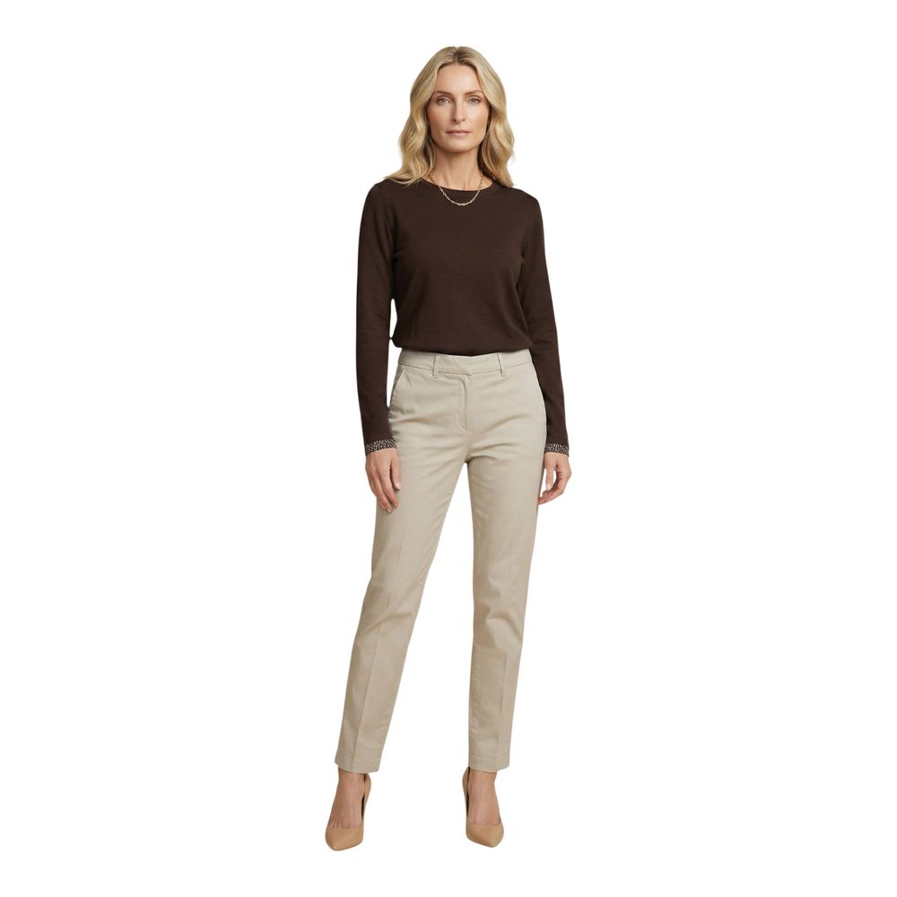 Brown Cotton Long Sleeve T-Shirt - ventzia