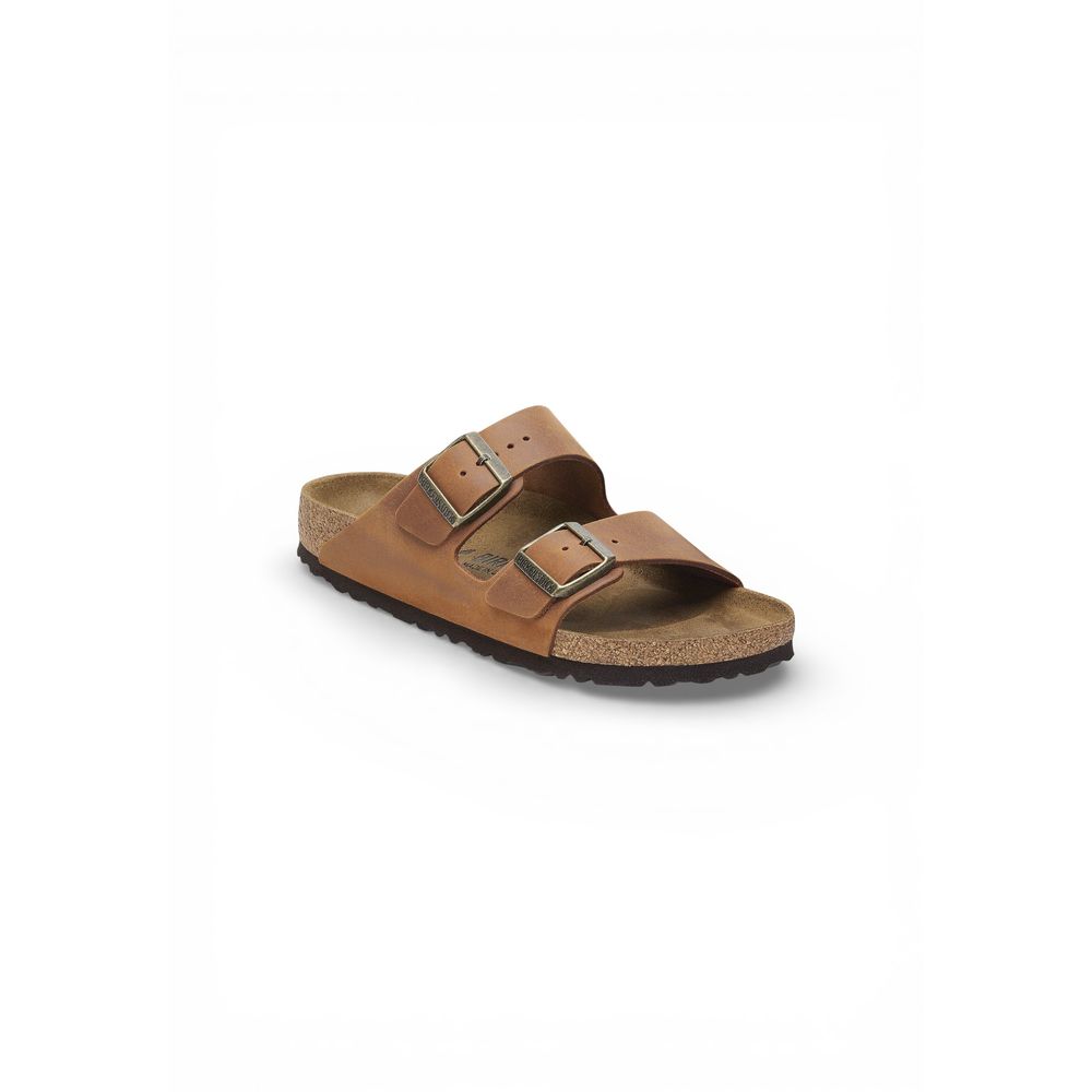 Brown Leather Flat Sandals - ventzia