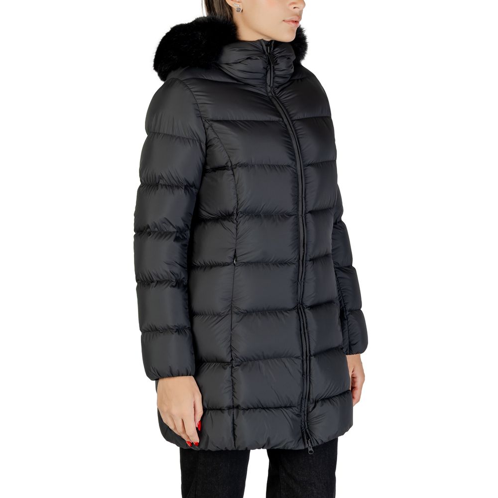 Black Polyester Coat - ventzia