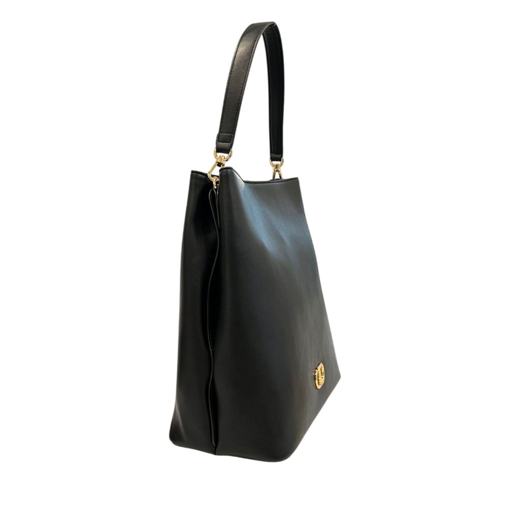 Black PU Women Shoulder Bag - ventzia