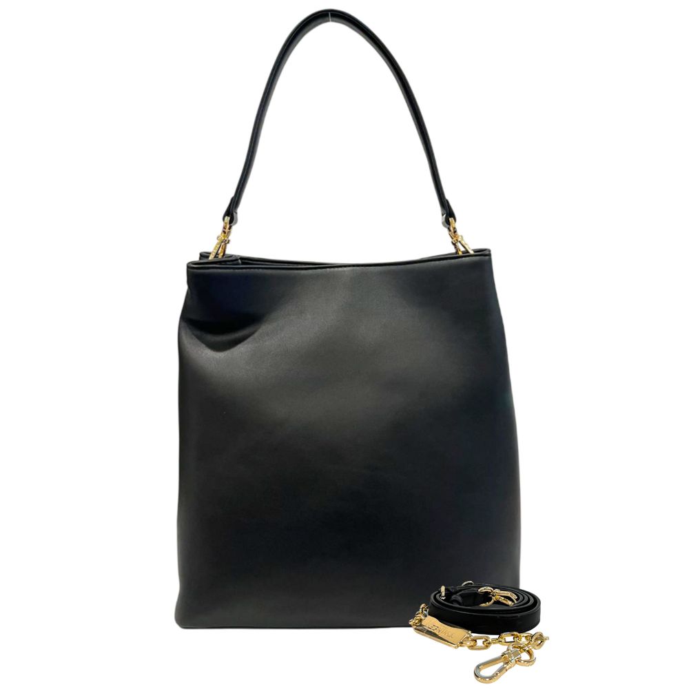 Black PU Women Shoulder Bag - ventzia