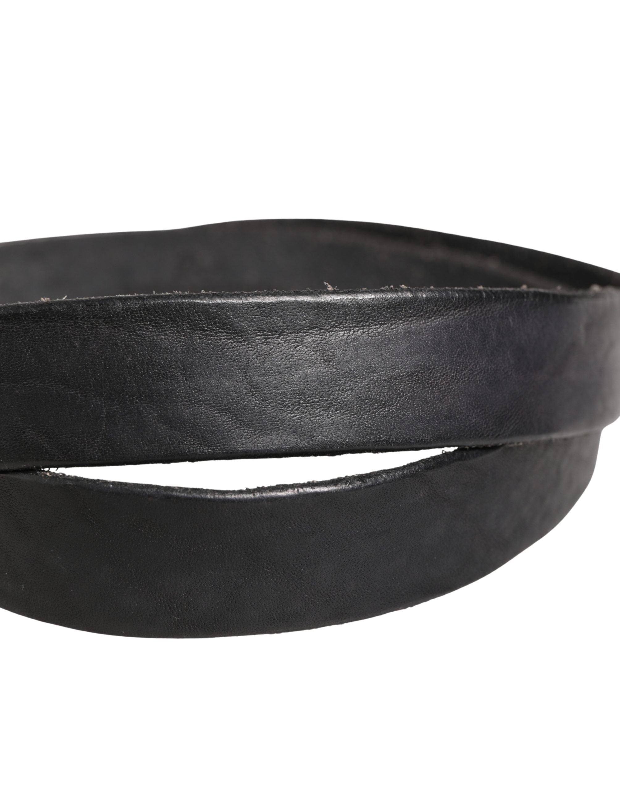 Men Black Leather Metal Buckle Belt - ventzia