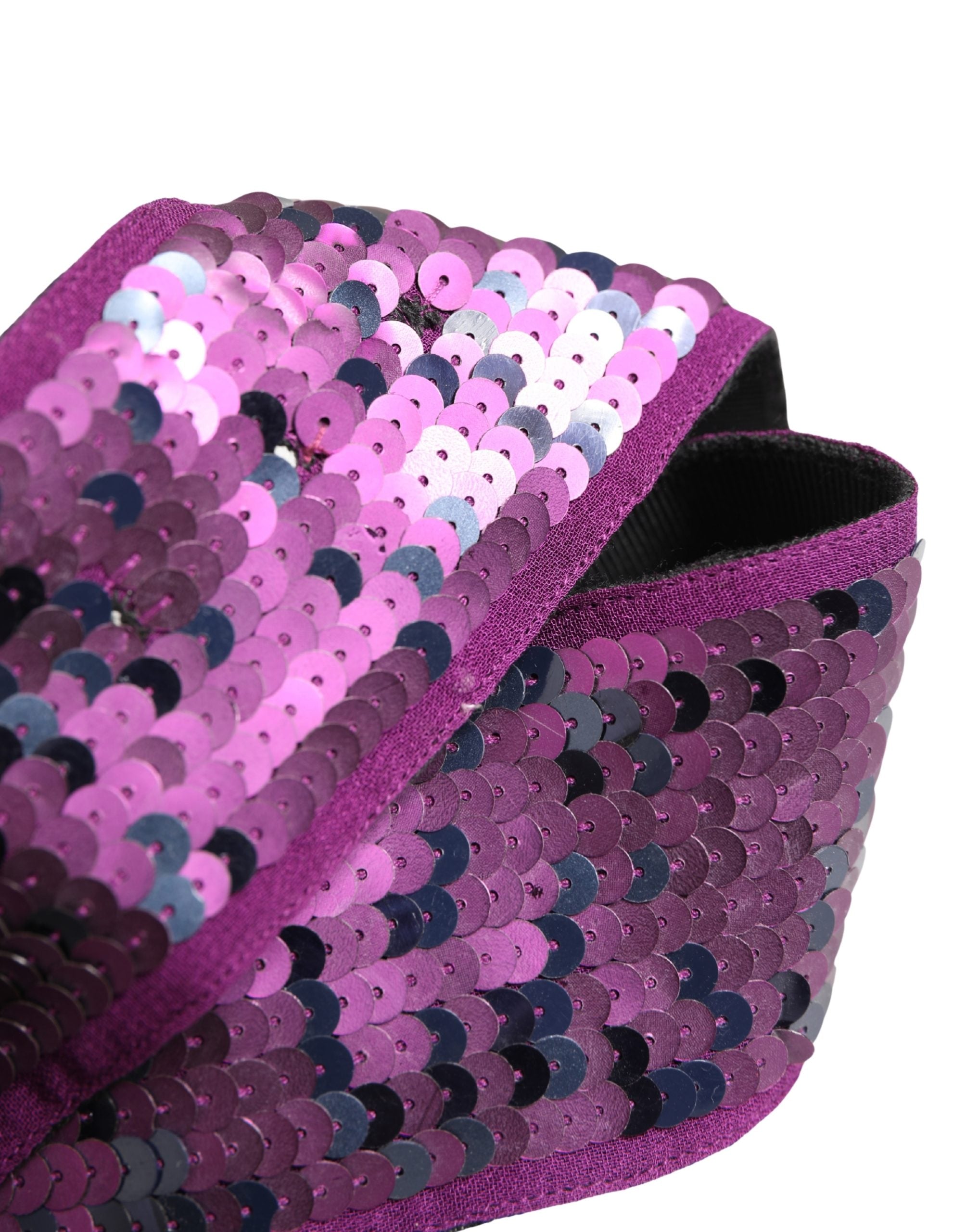 Women Purple Sequined Silver Metal Buckle Belt - ventzia