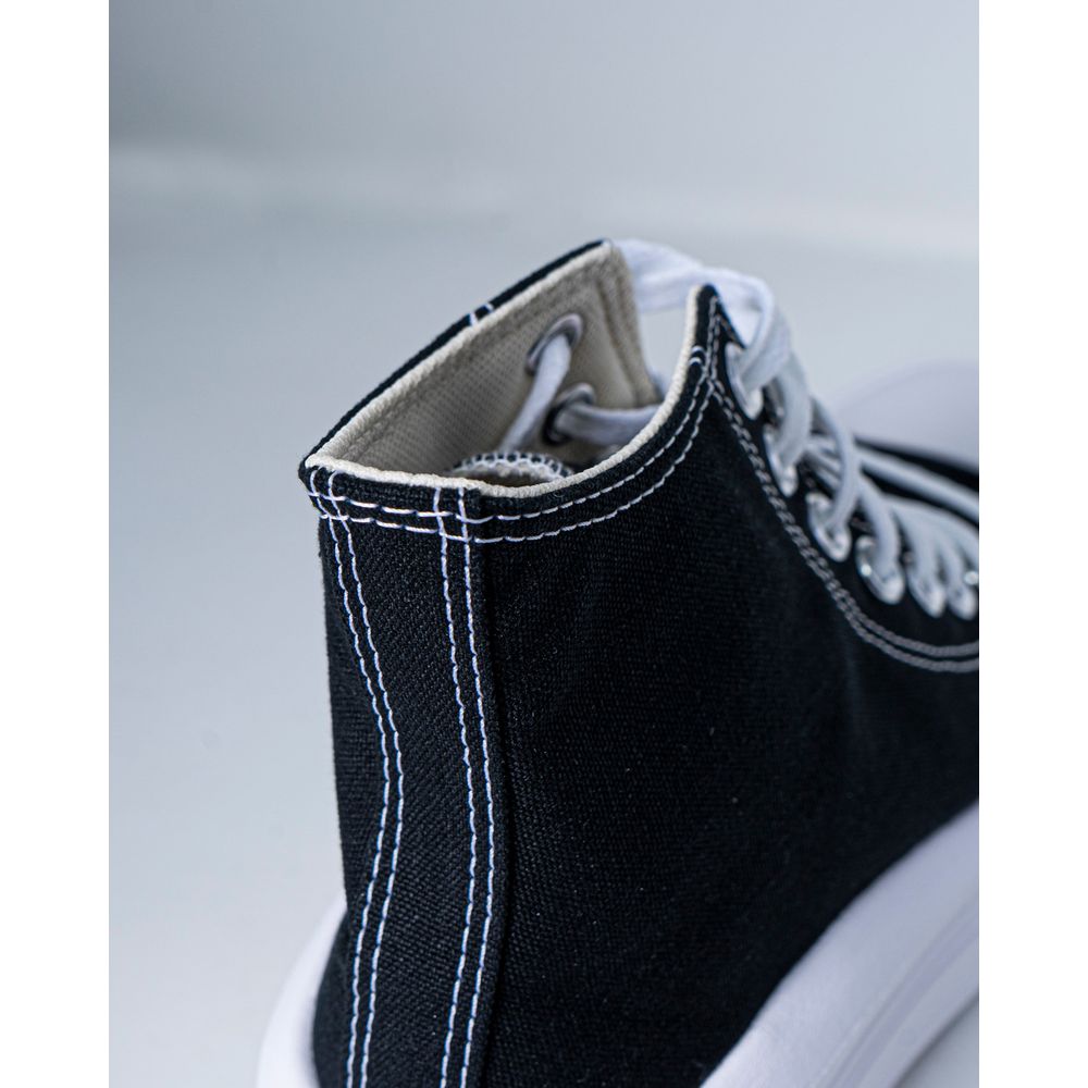 Black Cotton Platform Sneakers - ventzia