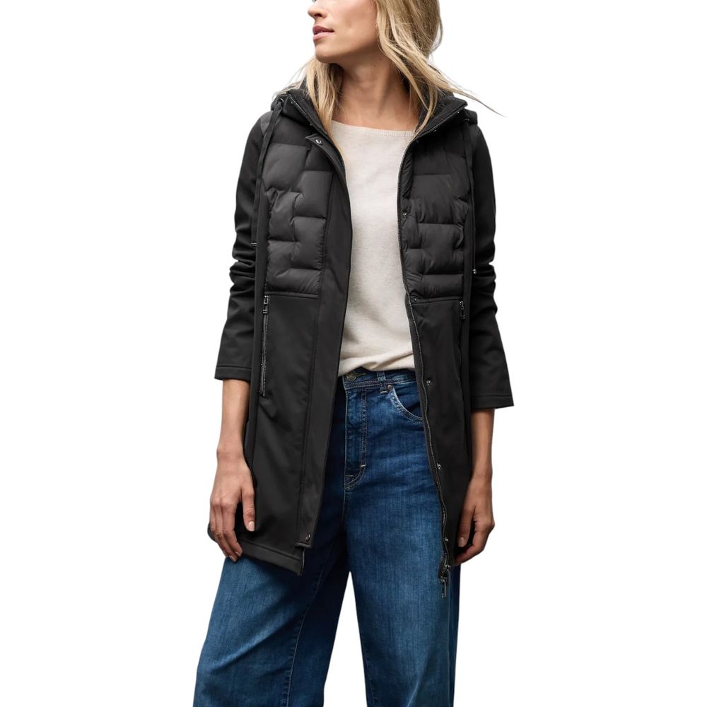 Black Polyester Coat - ventzia