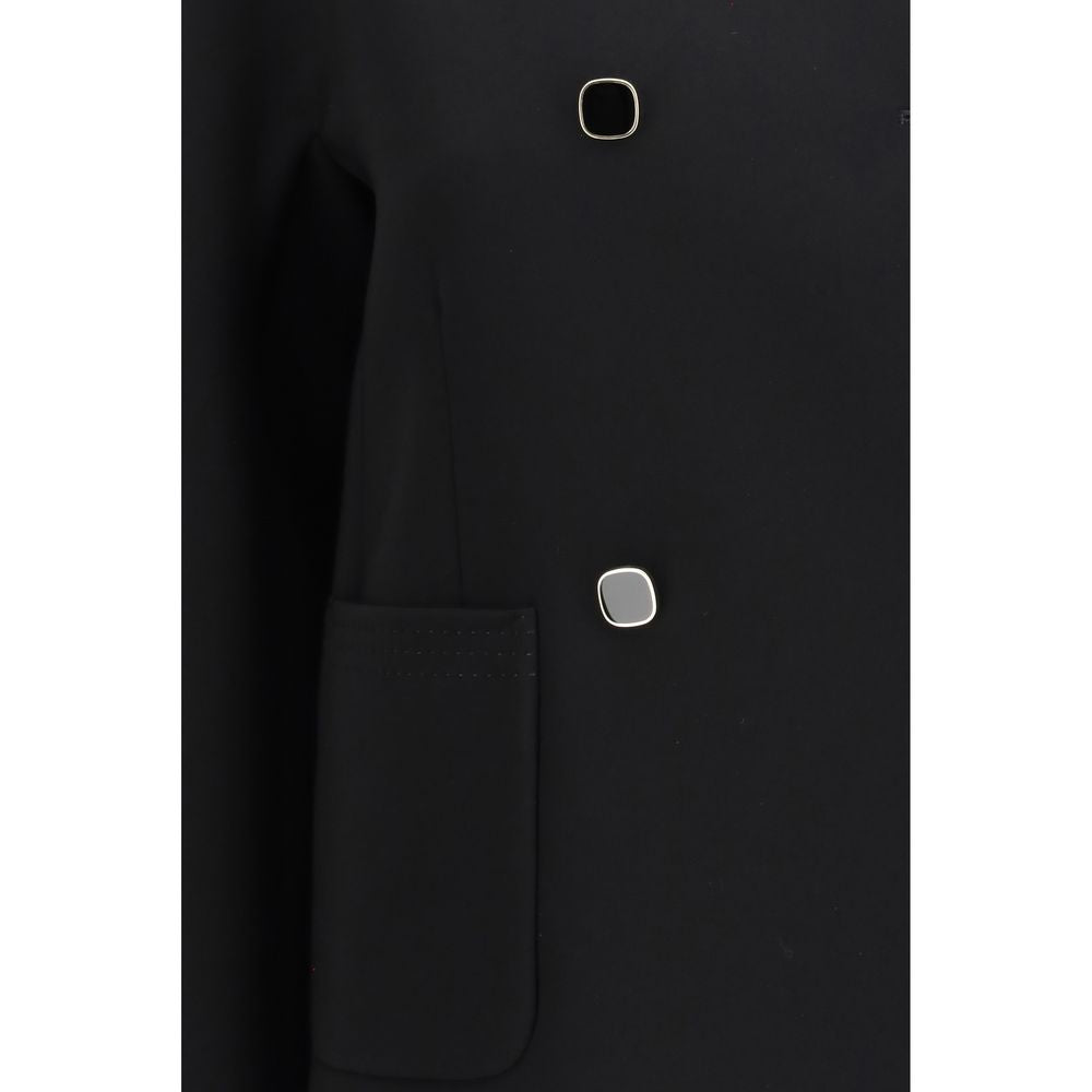 Black Triacetate Full-Length Jacket - ventzia