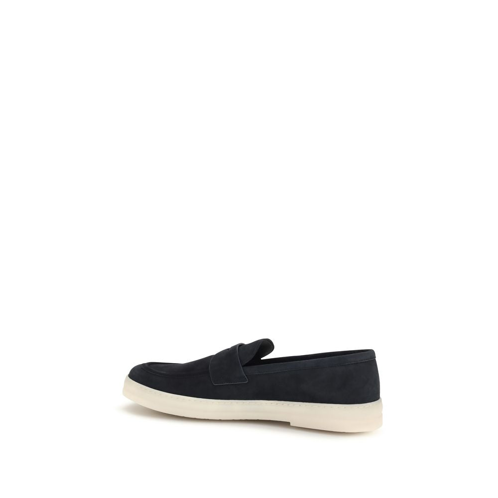 Blue Calf Leather Bos Taurus Slip-On Loafers - ventzia