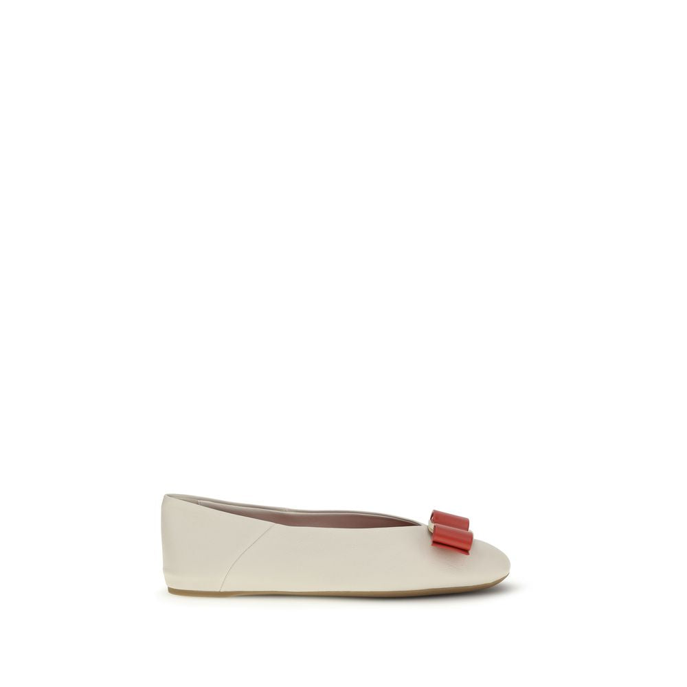 White Calf Leather Bos Taurus Ballet Flats - ventzia