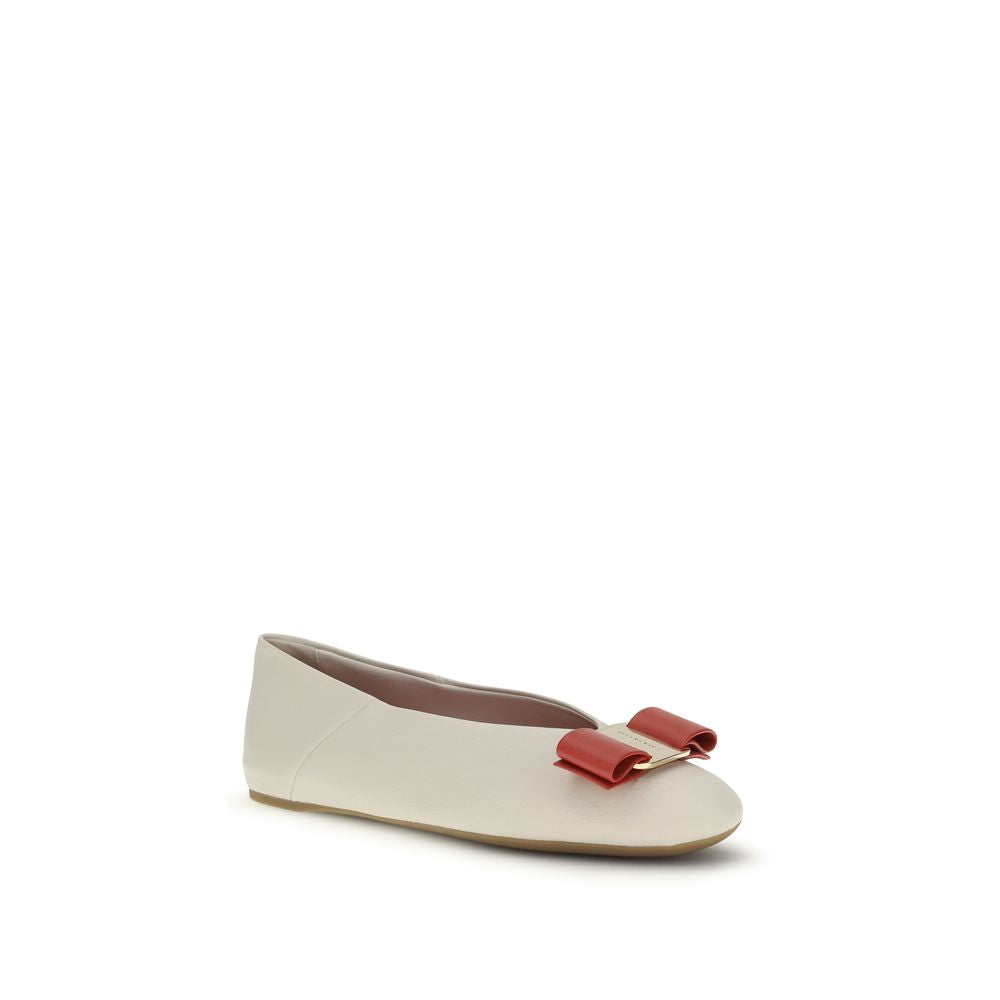 White Calf Leather Bos Taurus Ballet Flats - ventzia