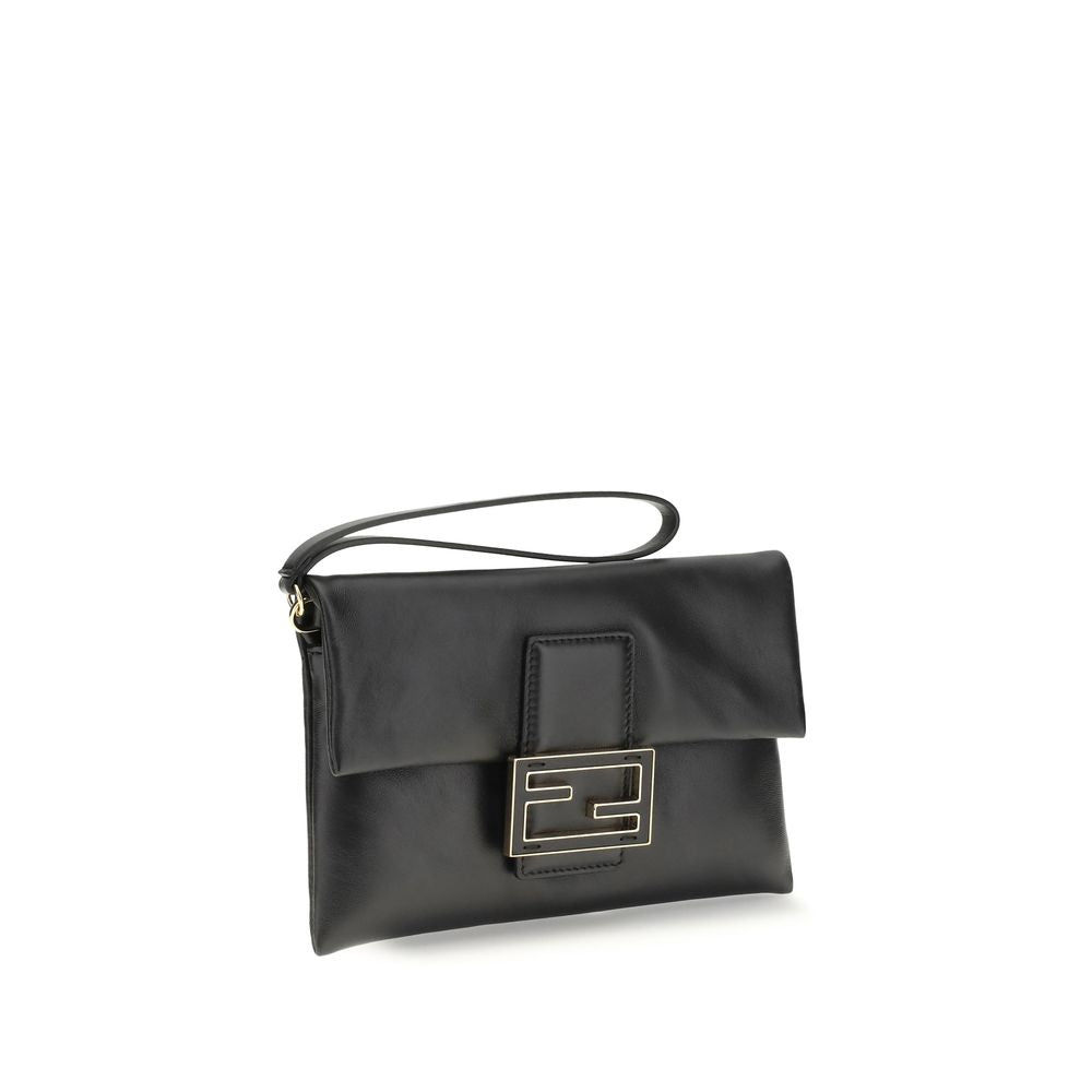Black Calf Leather Bos Taurus Clutch Bag - ventzia
