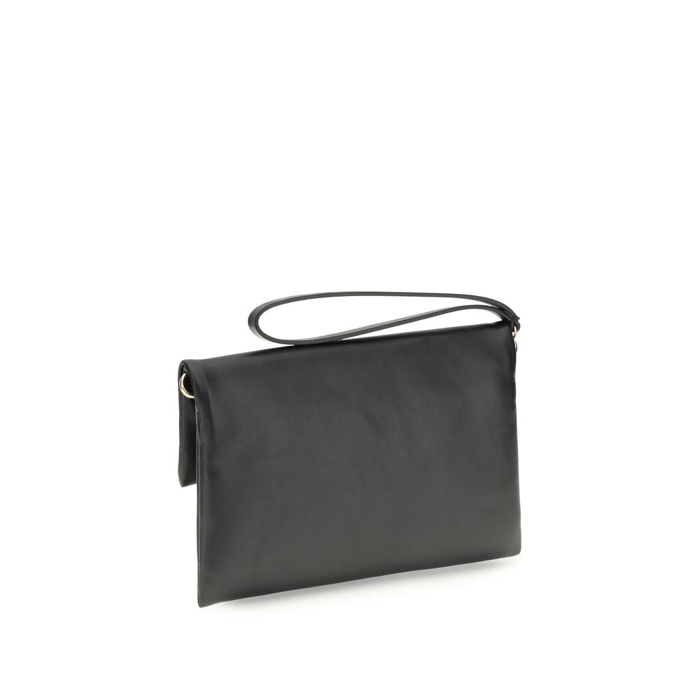 Black Calf Leather Bos Taurus Clutch Bag - ventzia