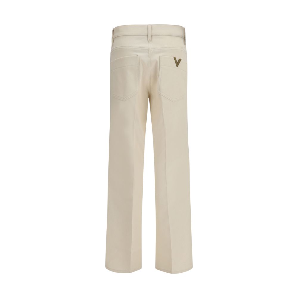 Beige Cotton Flared Jeans - ventzia