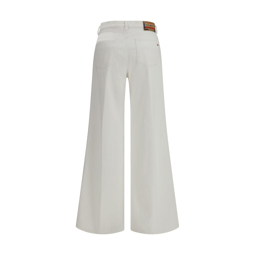 White Cotton Flared Jeans - ventzia