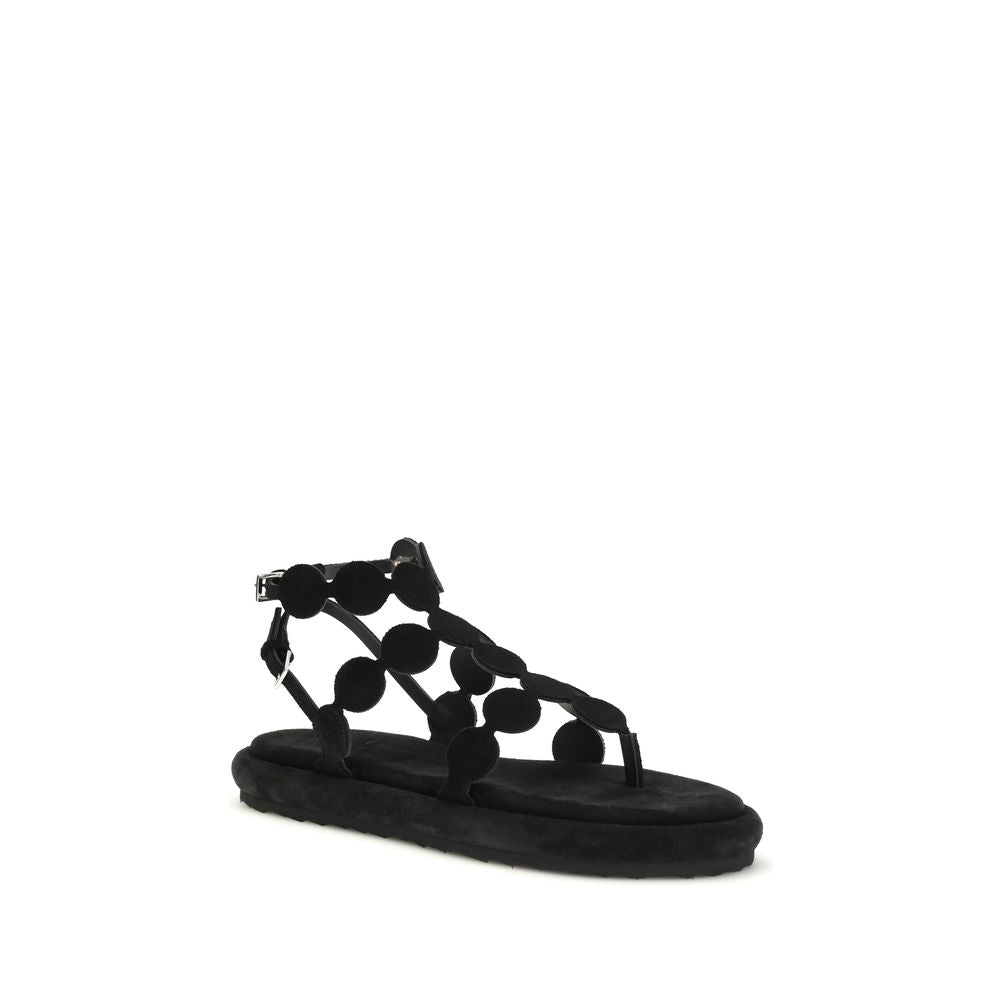 Black Calf Leather Bos Taurus Platform Sandals - ventzia