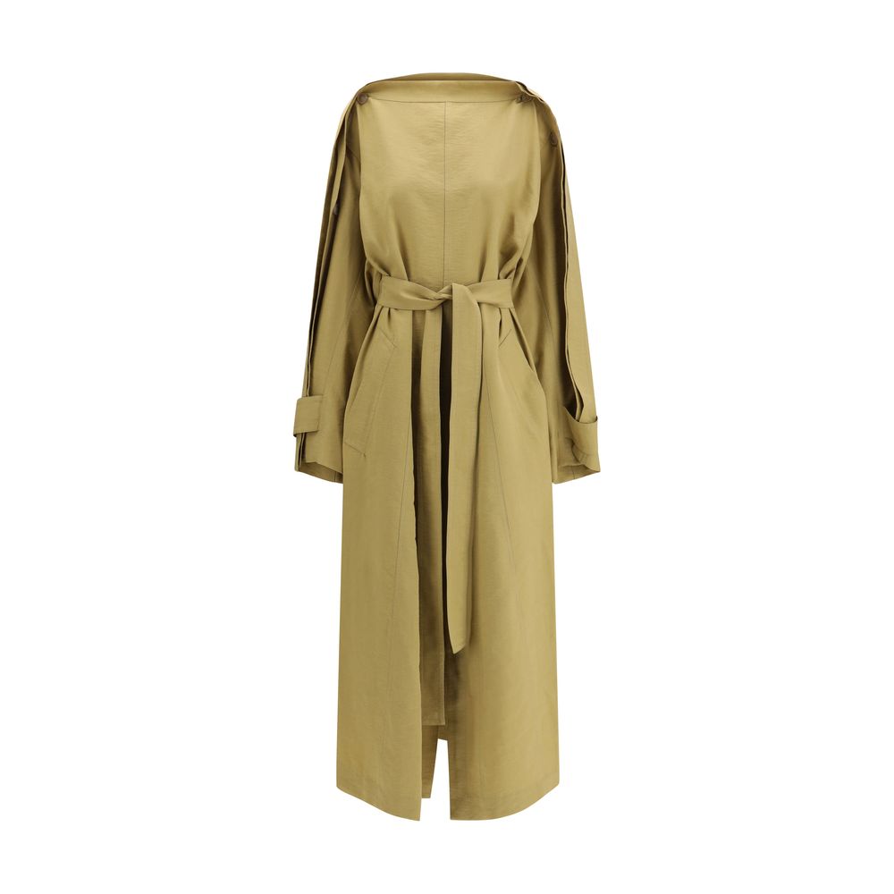 Beige Lyocell Trench Coat - ventzia