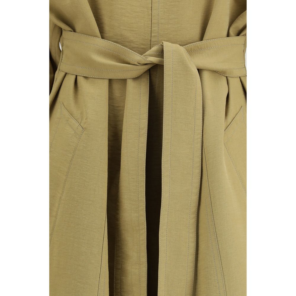Beige Lyocell Trench Coat - ventzia