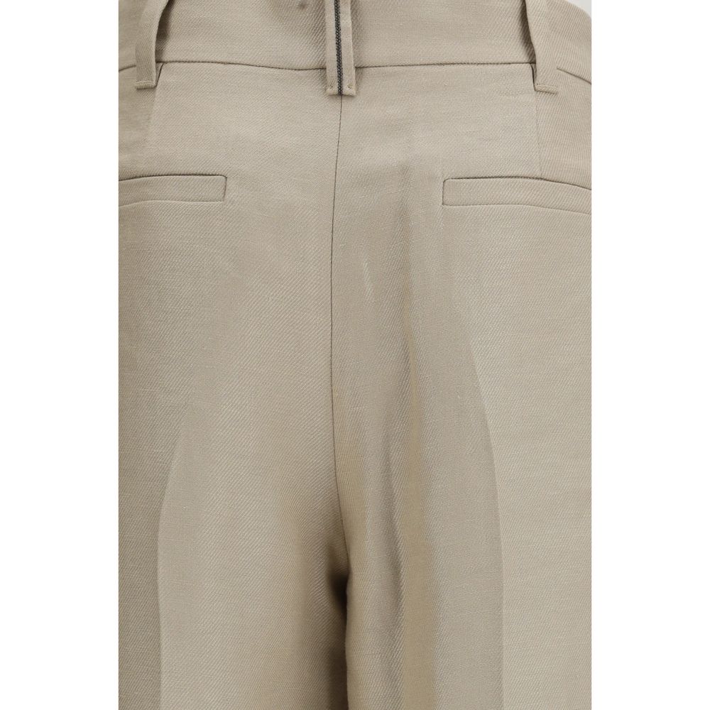 Beige Linen Casual Pants - ventzia