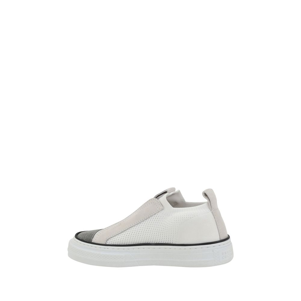 White Nylon Low Top Sneakers - ventzia