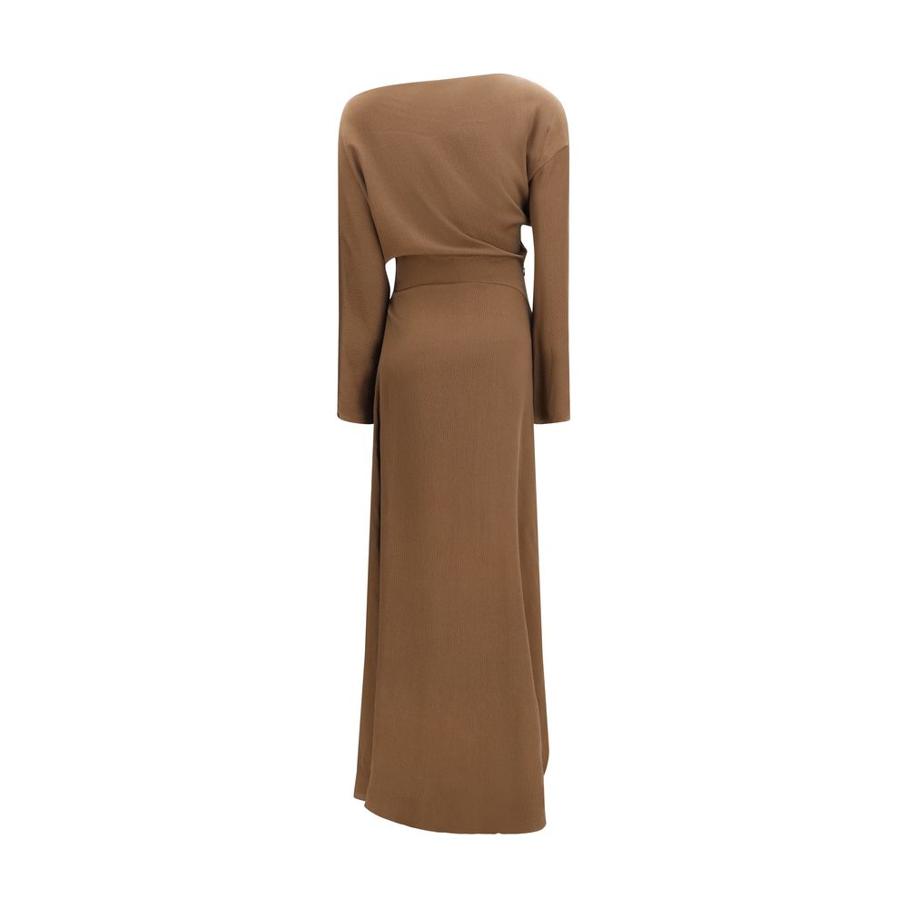 Brown Silk Casual Dress - ventzia