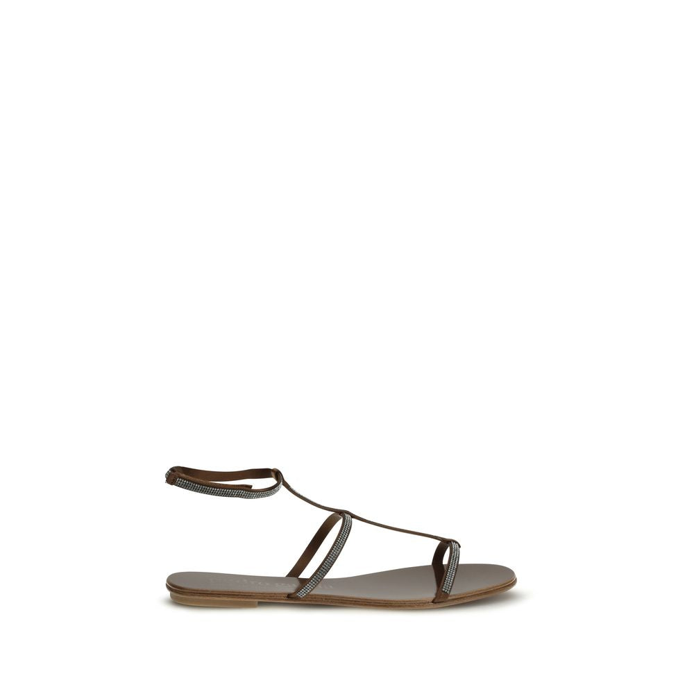 Brown Calf Leather Bos Taurus Strap-On Sandals - ventzia