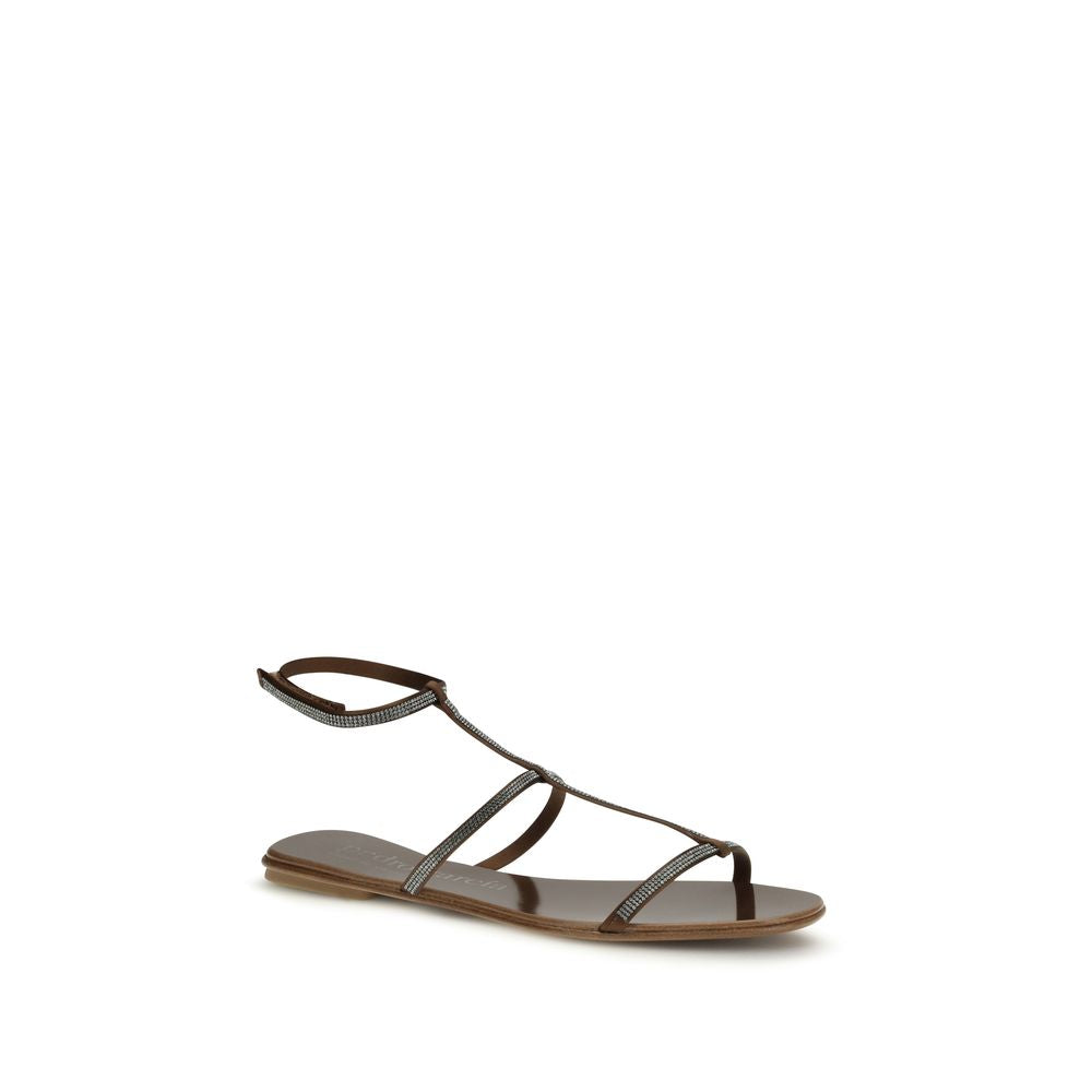 Brown Calf Leather Bos Taurus Strap-On Sandals - ventzia