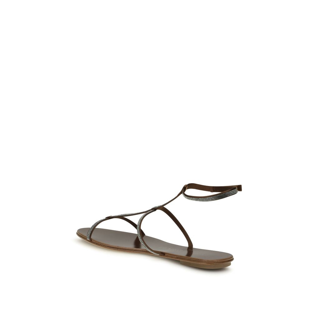 Brown Calf Leather Bos Taurus Strap-On Sandals - ventzia