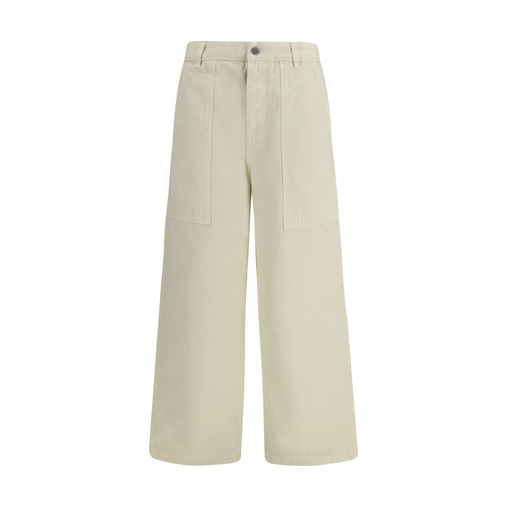Beige Cotton Casual Pants - ventzia
