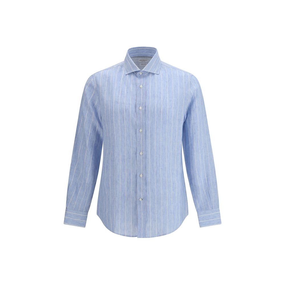 Blue Linen Pattern Shirt - ventzia
