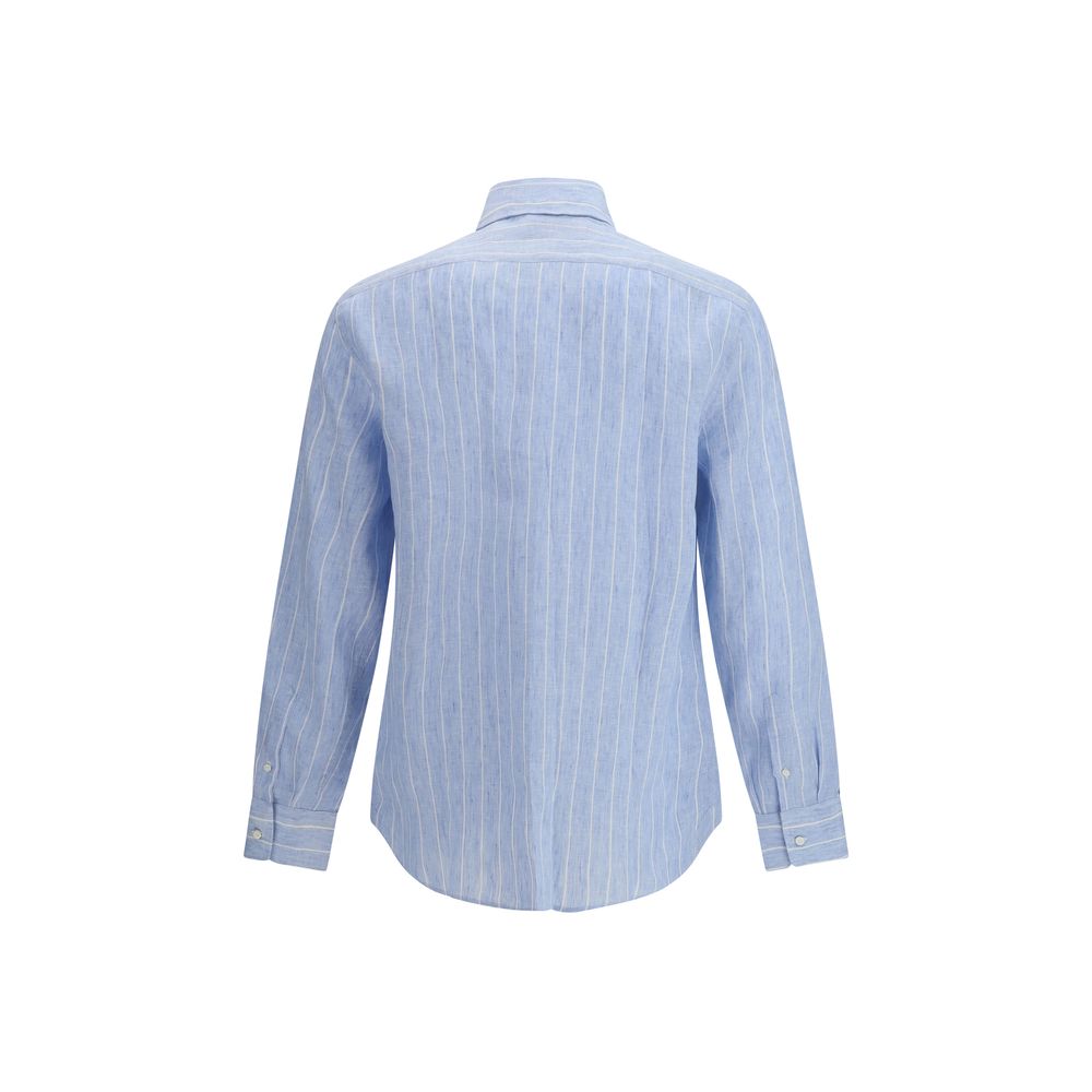 Blue Linen Pattern Shirt - ventzia