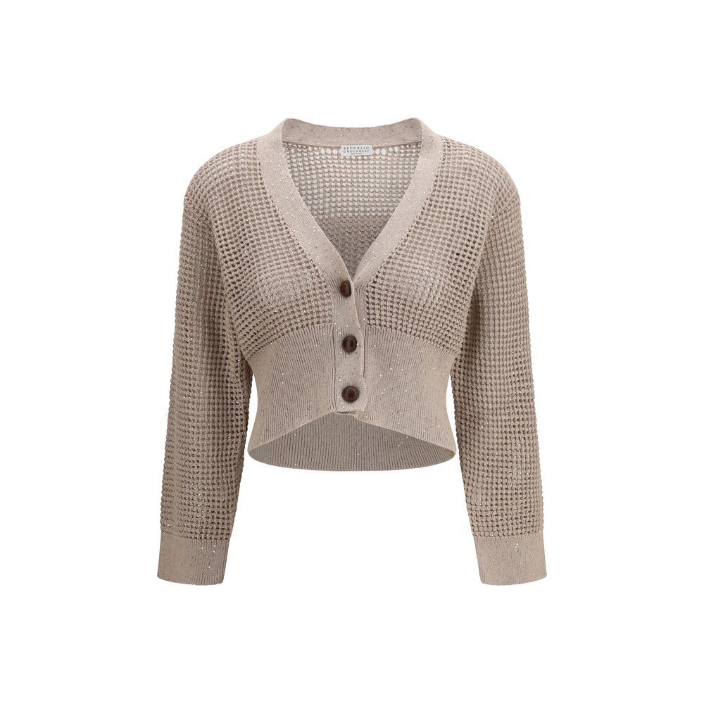Beige Cotton Cardigan - ventzia
