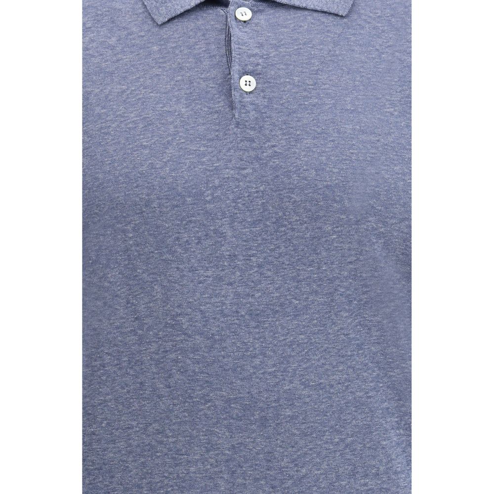 Blue Linen Polo Shirt - ventzia