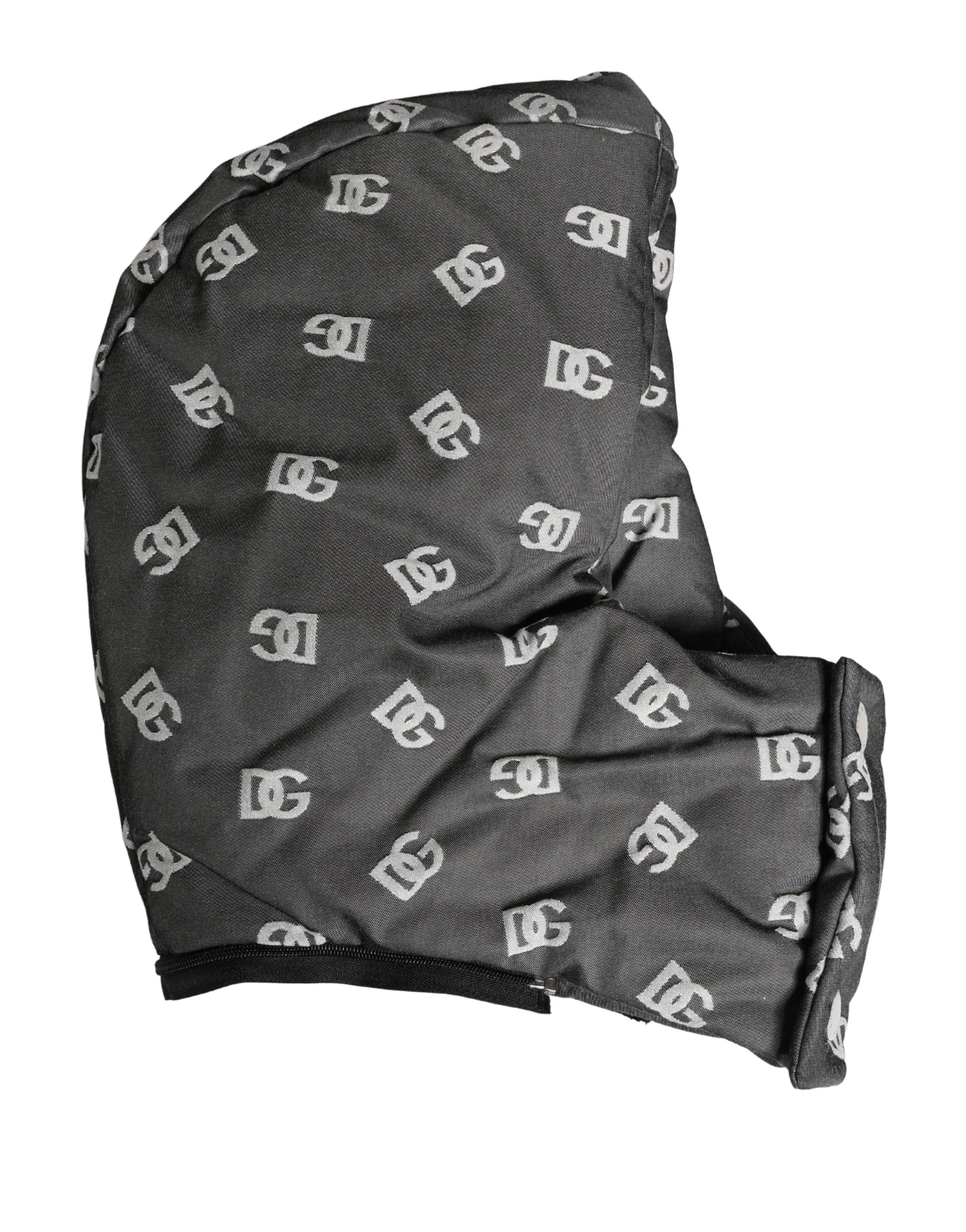 Black Logo Print Whole Head Wrap Capello Hat - ventzia