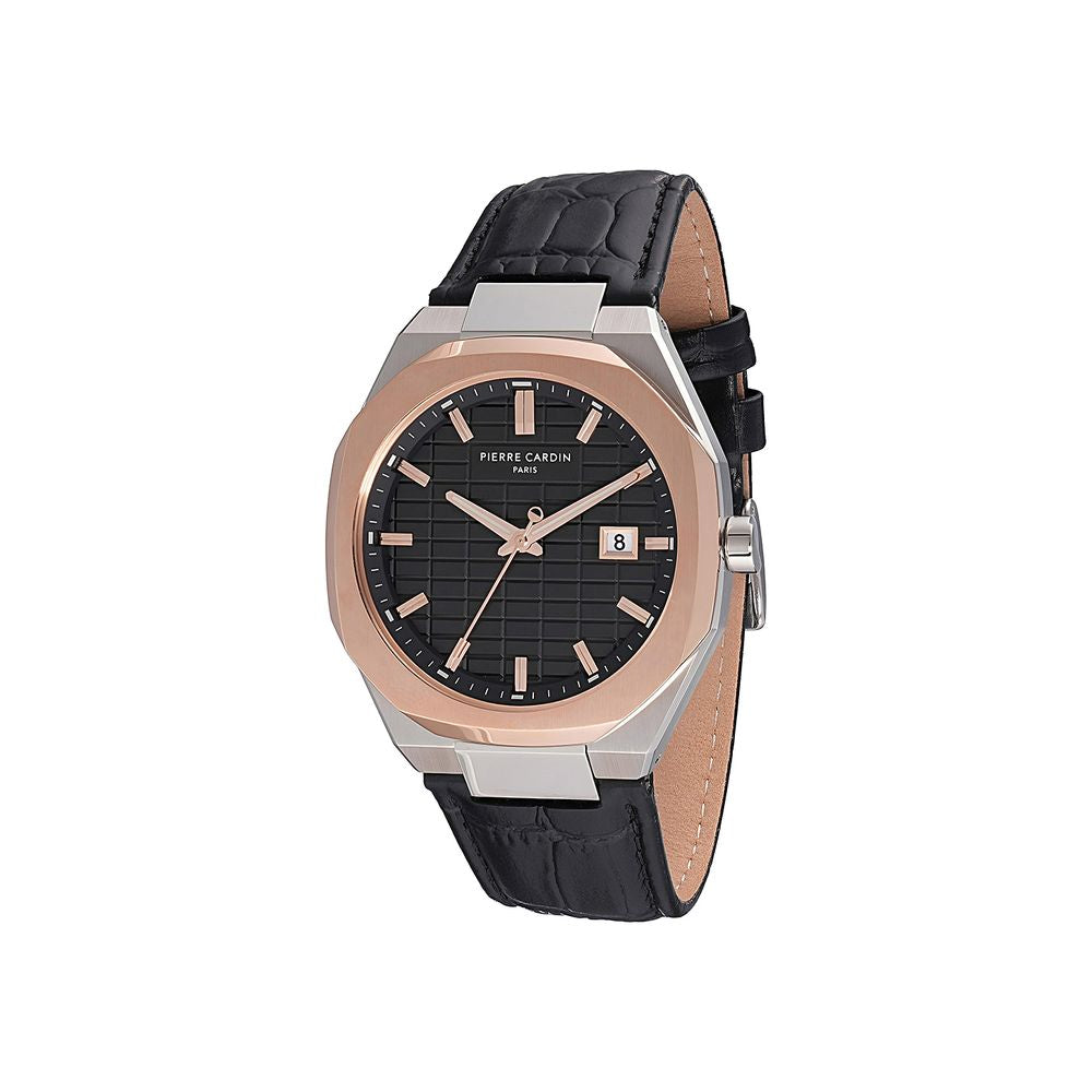 Black Leather Dress Watch