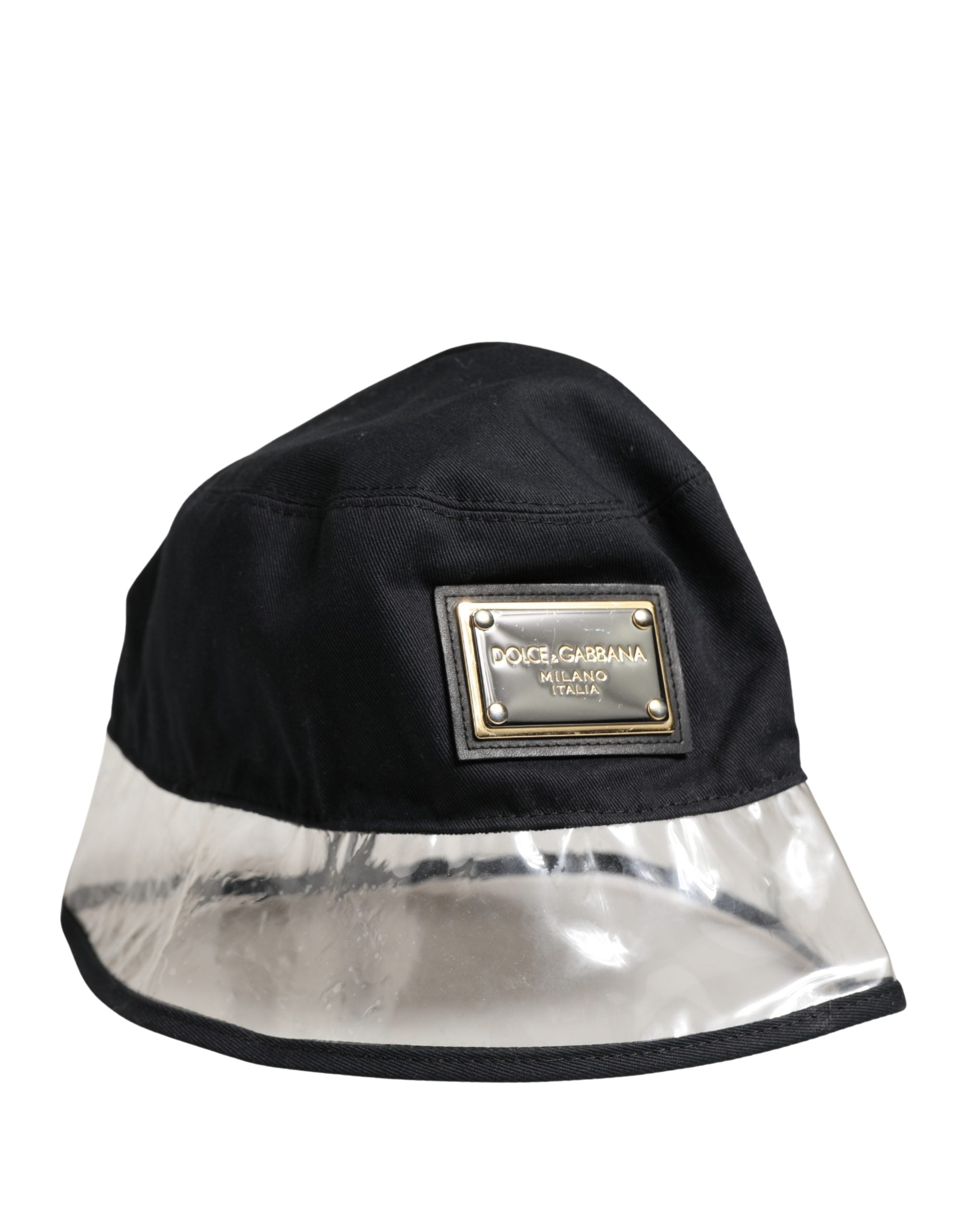 Black Cotton Plastic Fisherman Bucket Capello Hat - ventzia