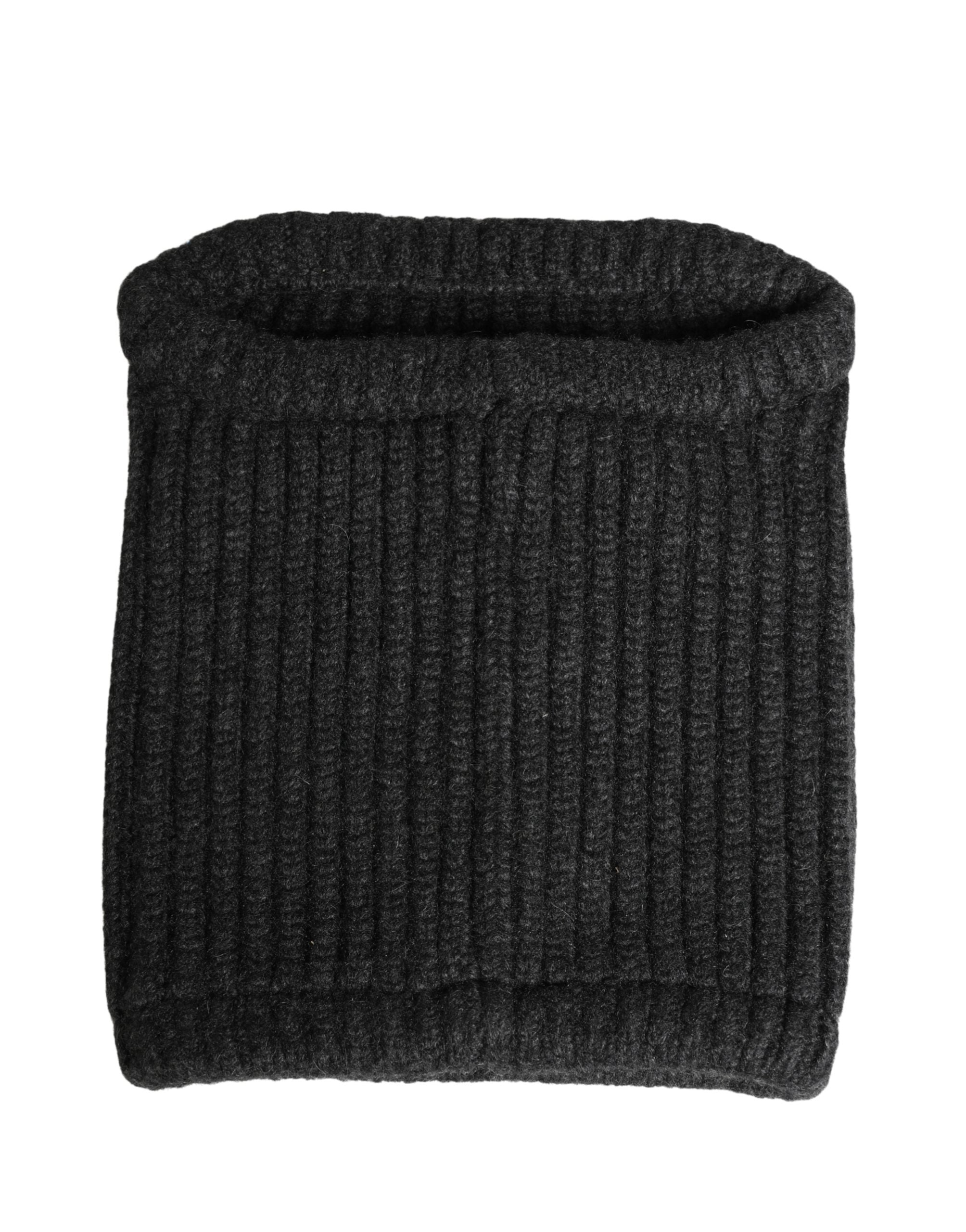 Black Cashmere Knitted Men Winter Neck Warmer Hat - ventzia