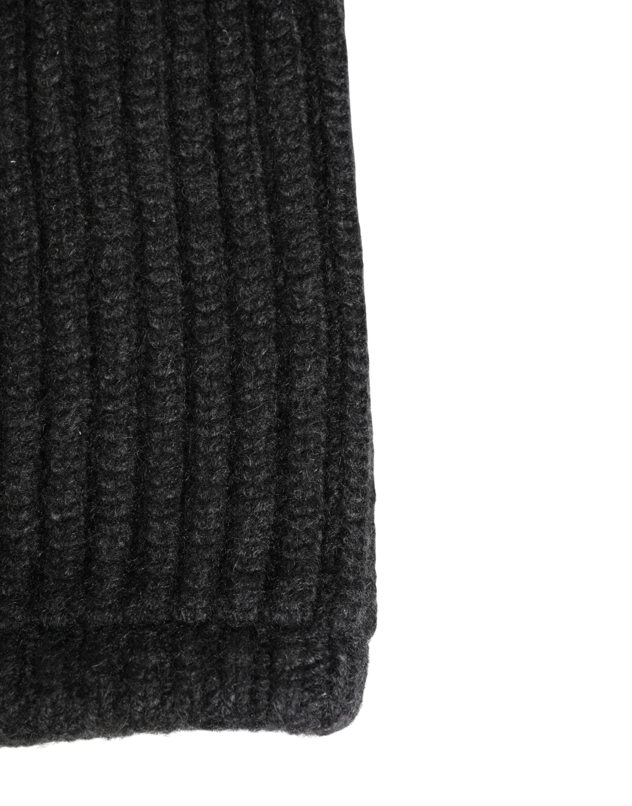 Black Cashmere Knitted Men Winter Neck Warmer Hat - ventzia