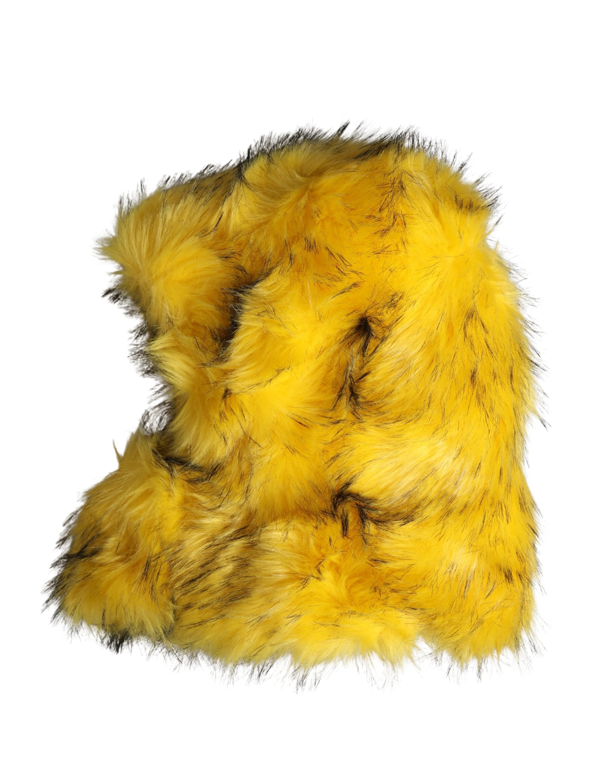 Yellow Modacrylic Fur Women Bucket Capello Hat - ventzia