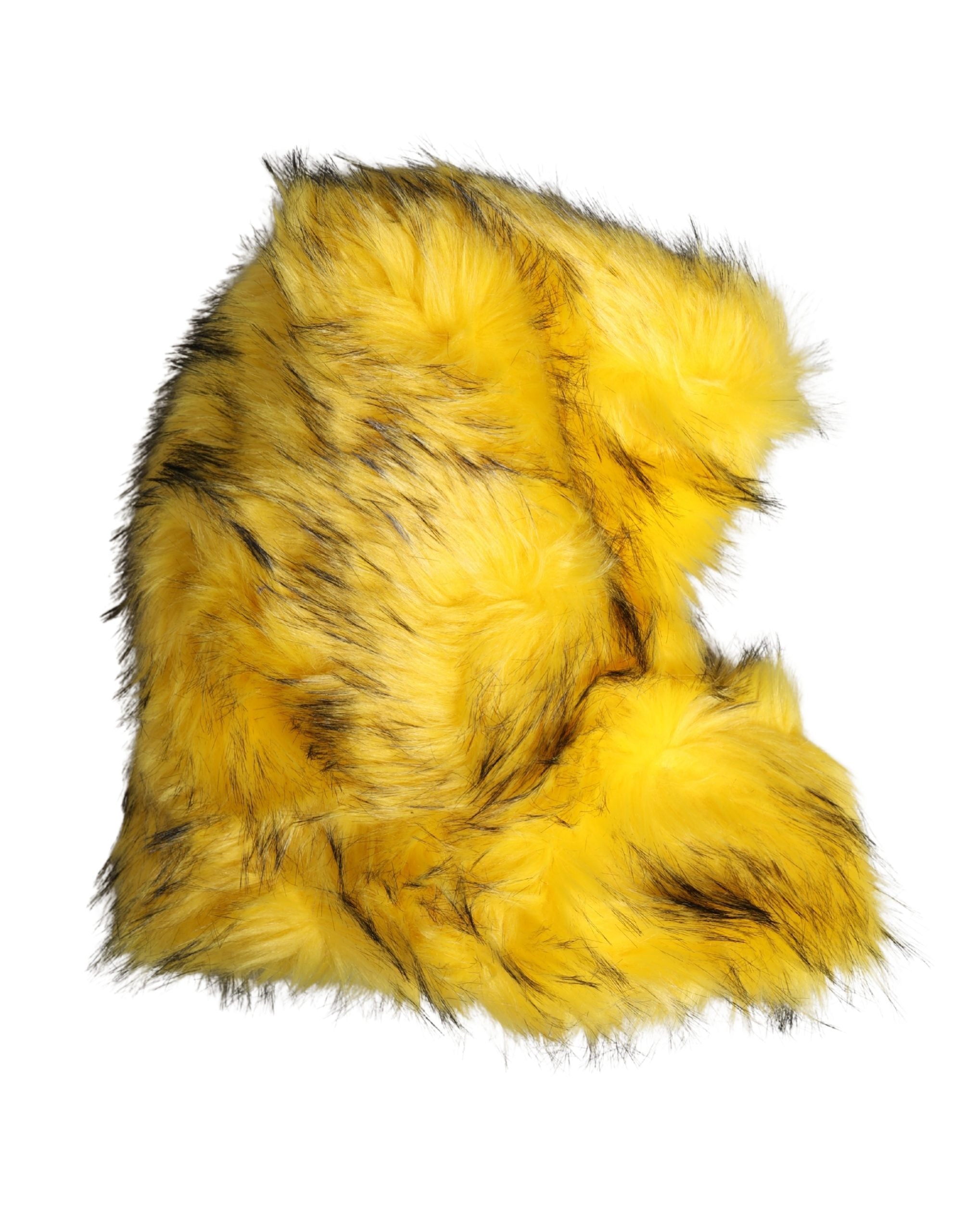 Yellow Modacrylic Fur Women Bucket Capello Hat - ventzia