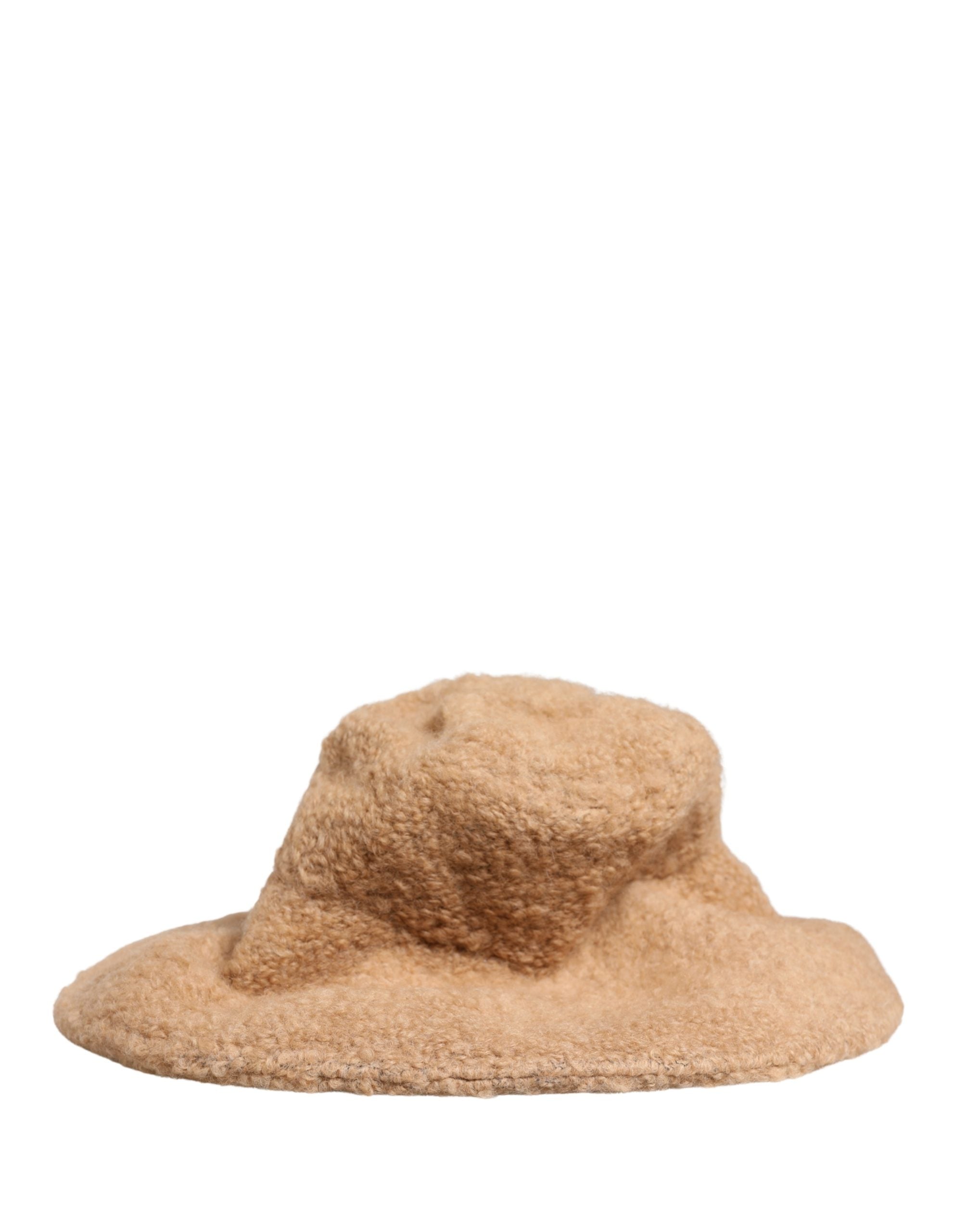 Beige Virgin Wool Fur Women Knitted Capello Hat - ventzia