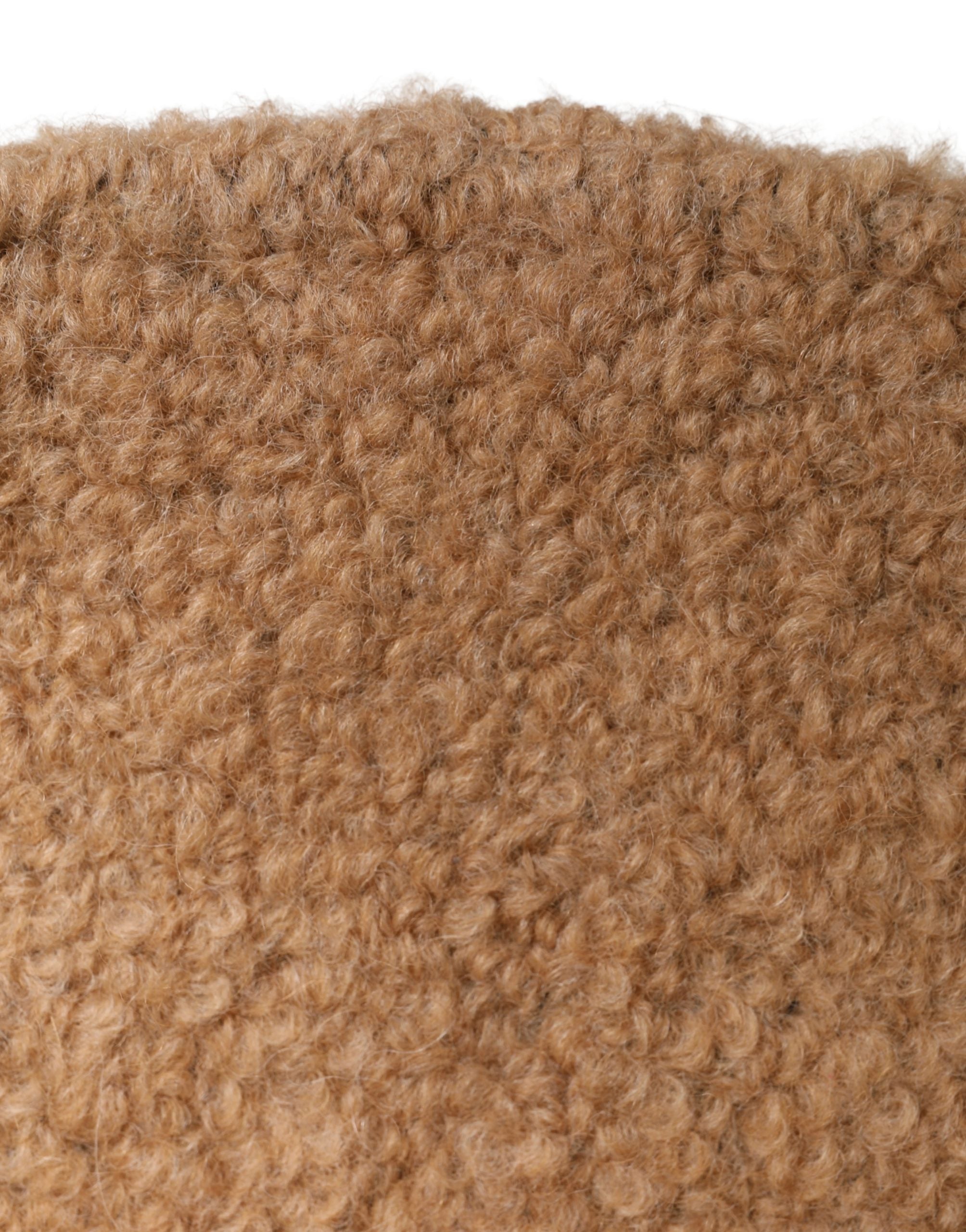 Beige Virgin Wool Fur Women Knitted Capello Hat - ventzia
