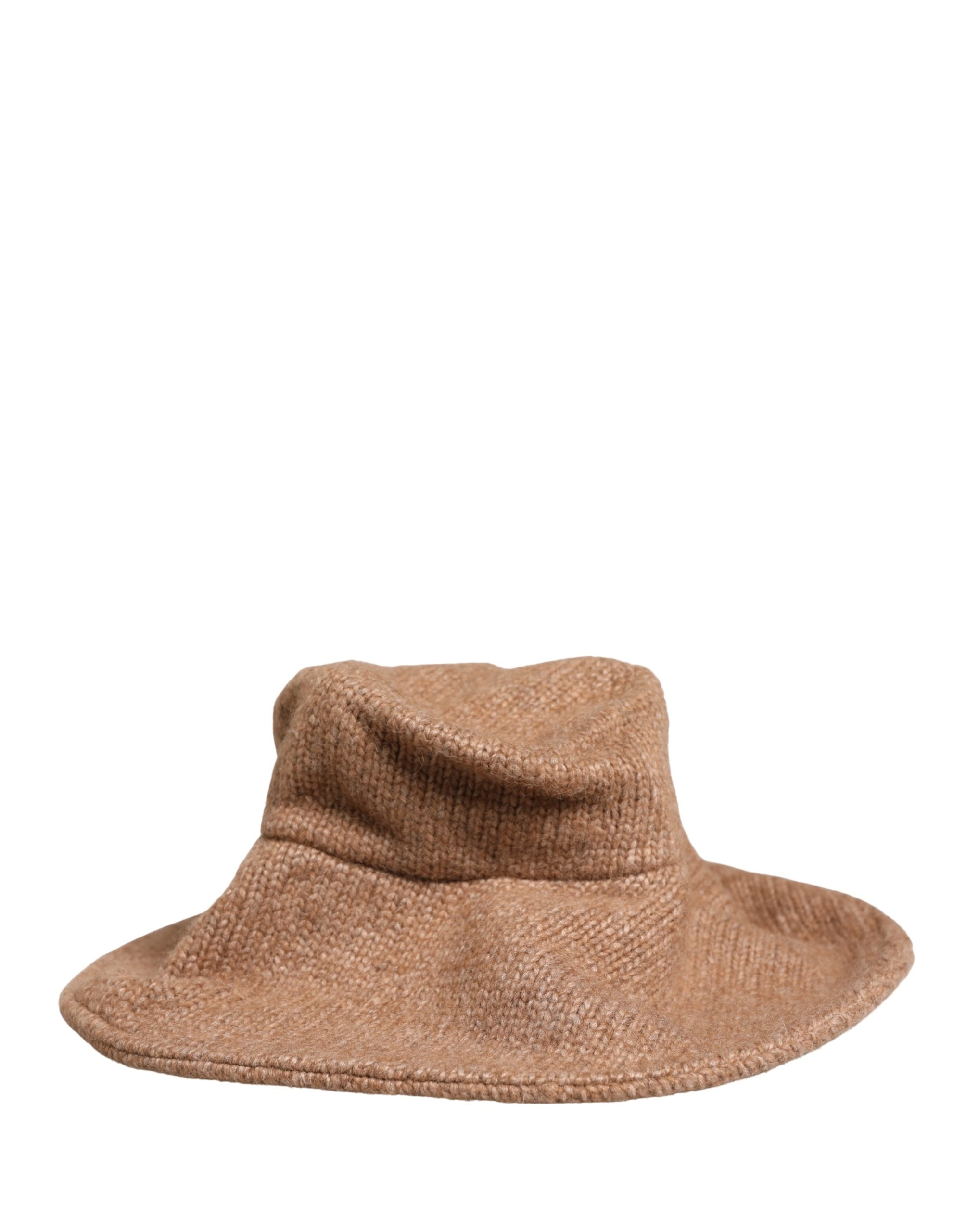 Brown Llama Wool Women Knitted Capello Hat - ventzia