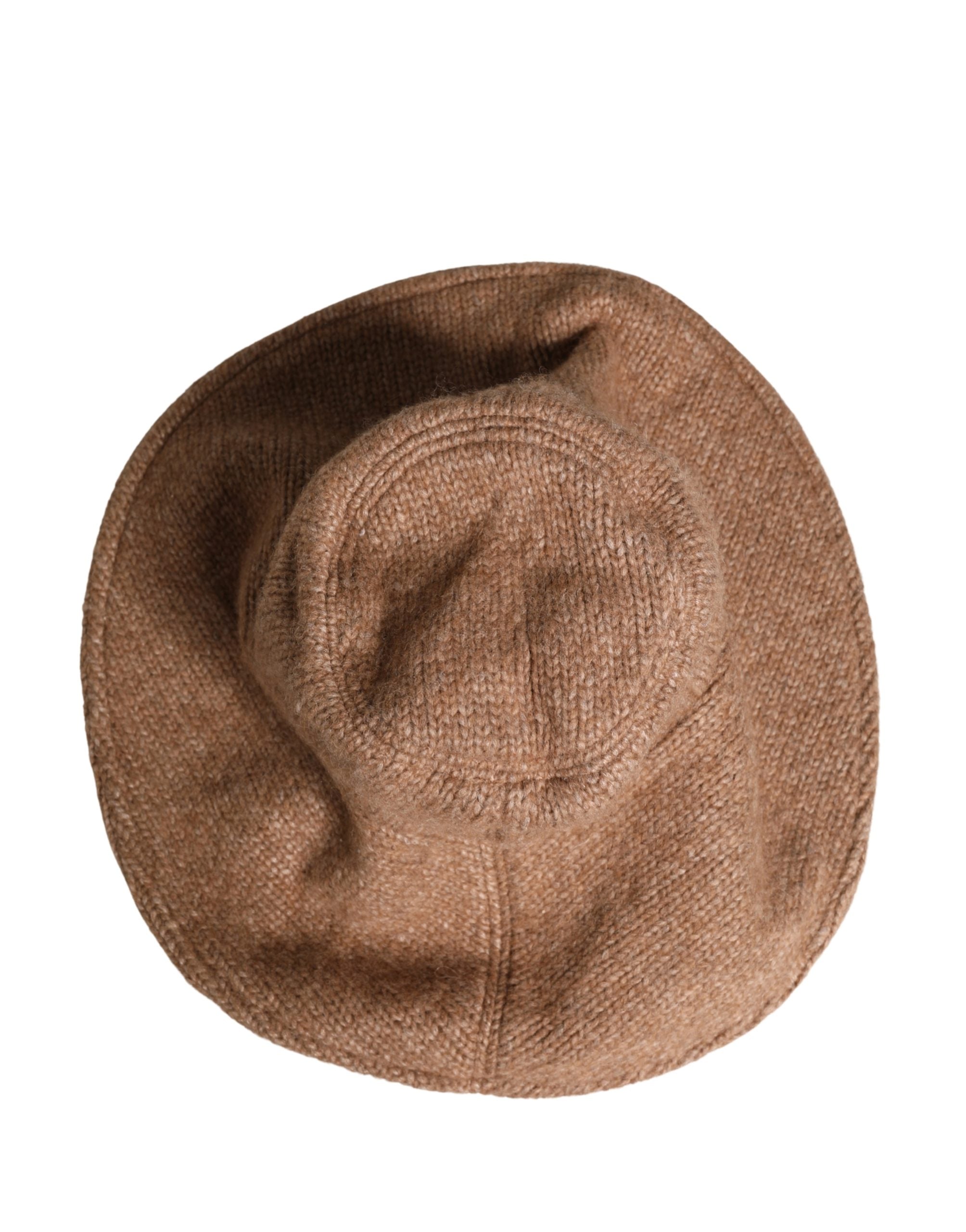 Brown Llama Wool Women Knitted Capello Hat - ventzia