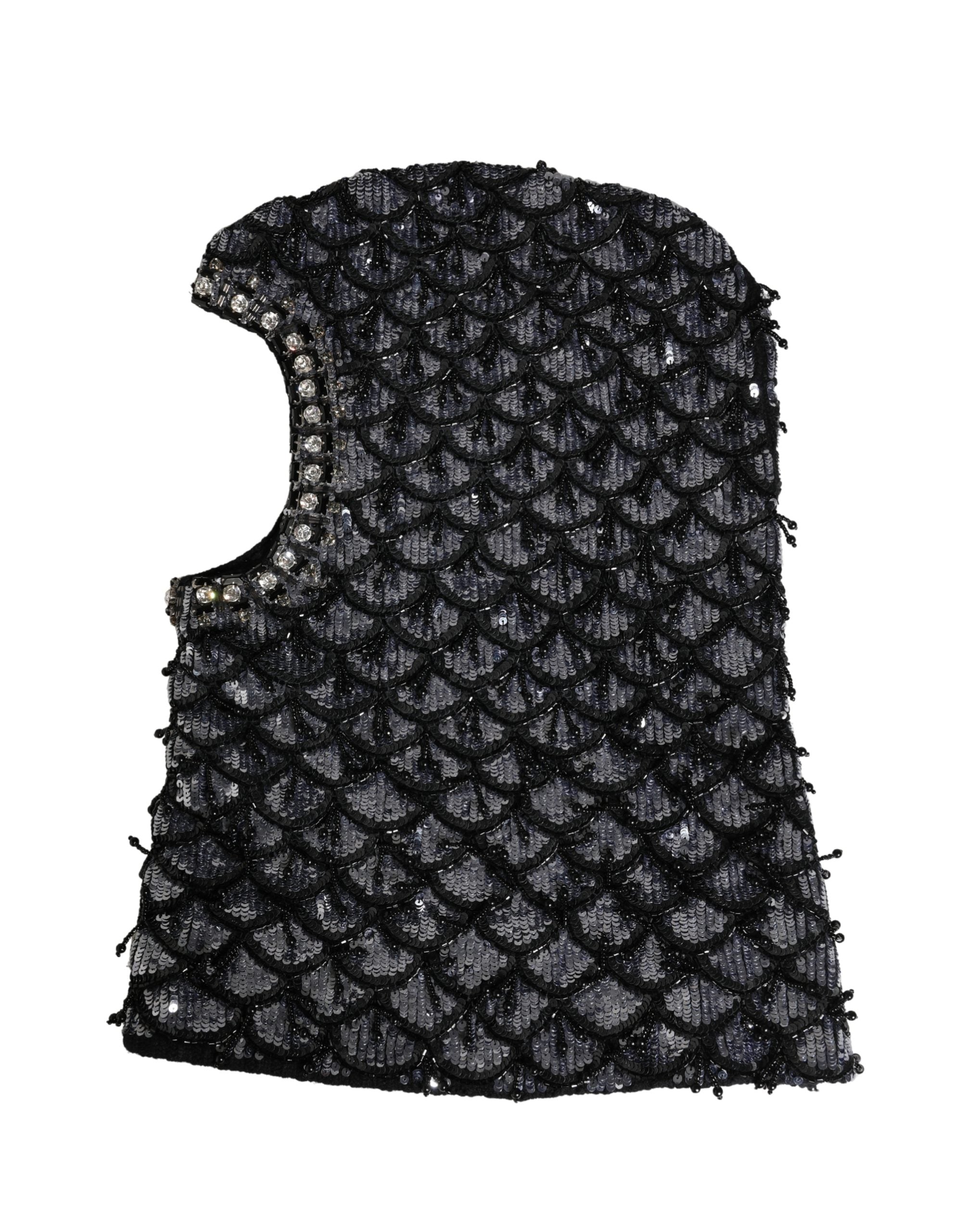 Black Wool Crystal Embellished Balaclava Hat - ventzia