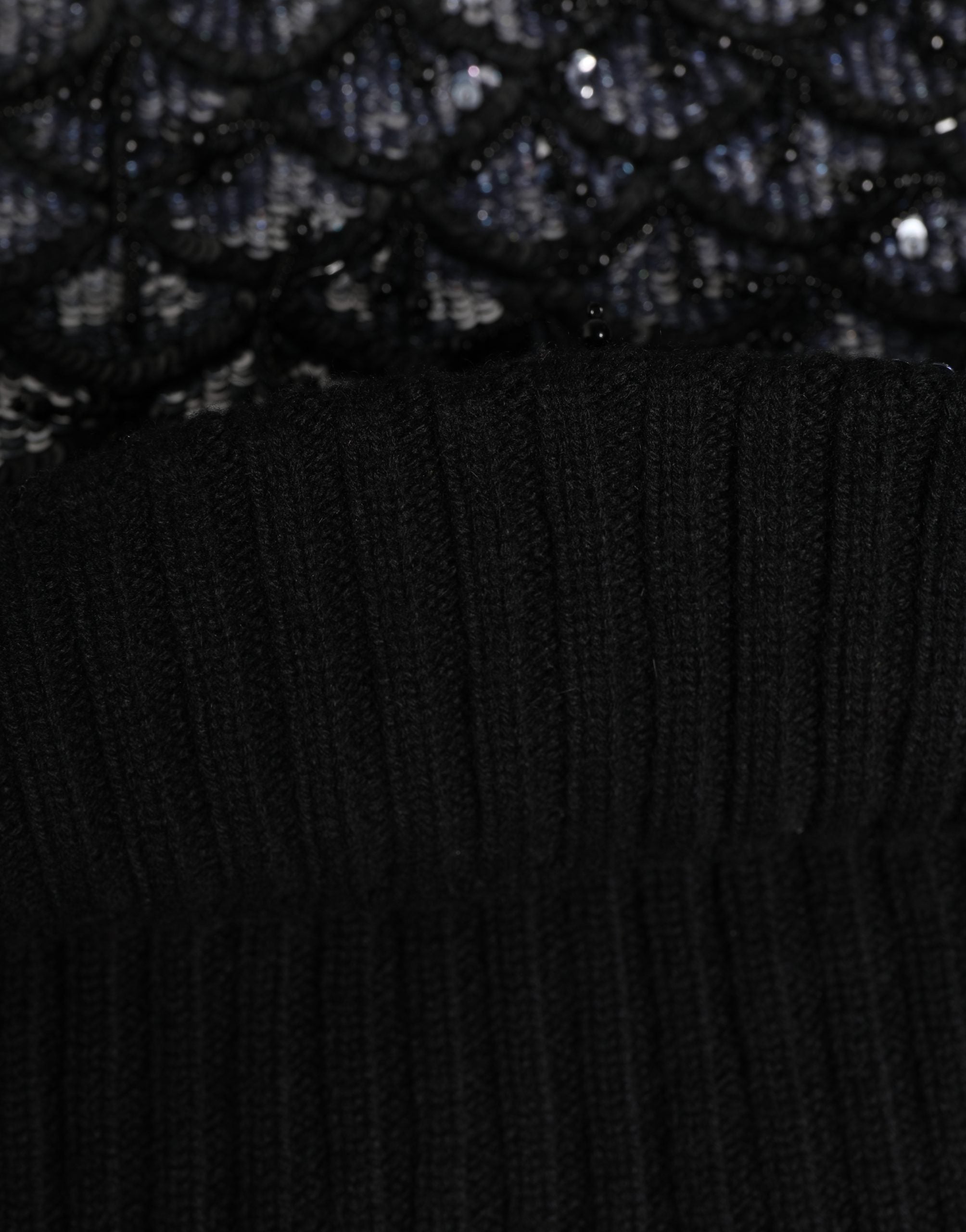 Black Wool Crystal Embellished Balaclava Hat - ventzia