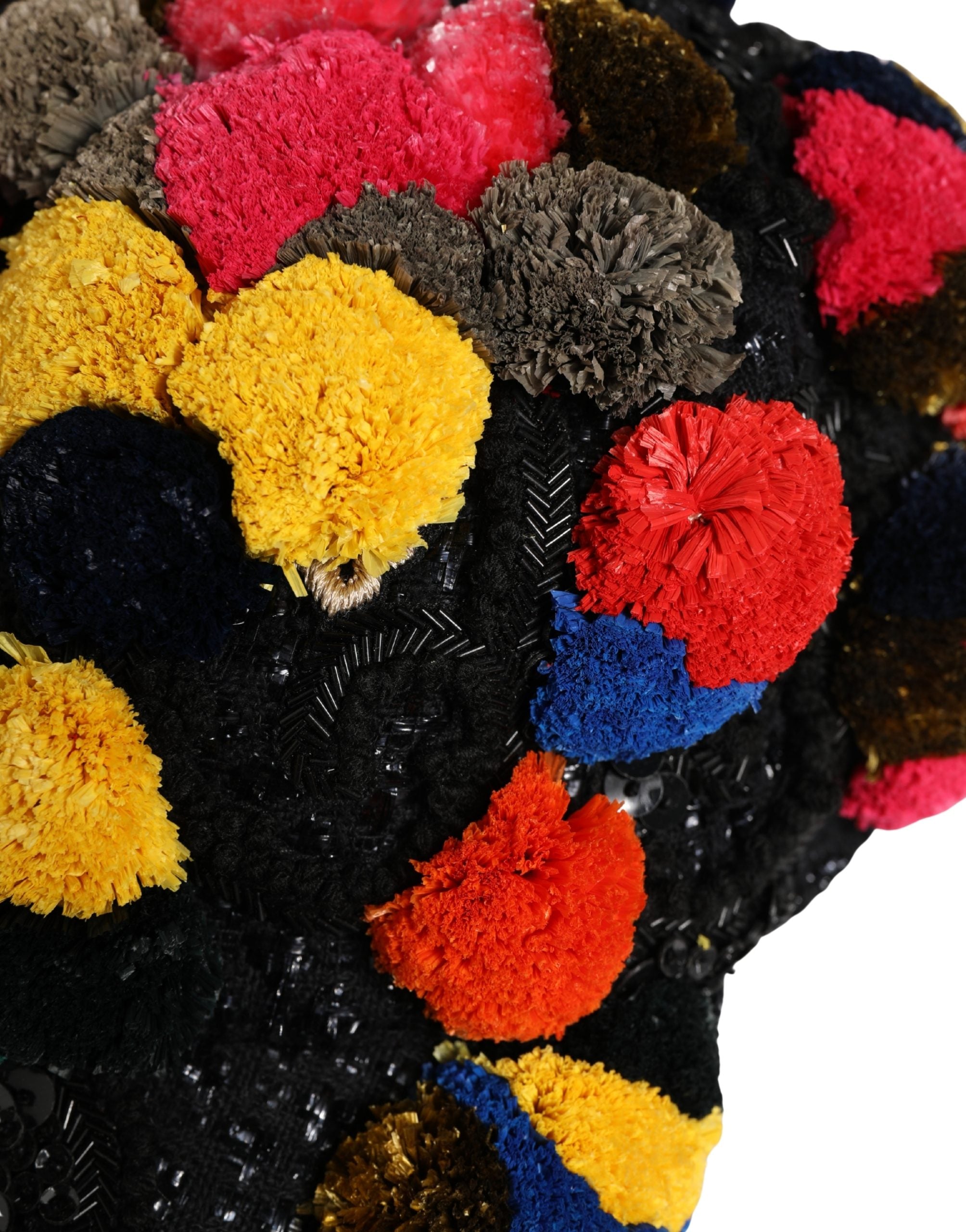 Multicolor Pom Poms Sequin Embellishment Hat - ventzia